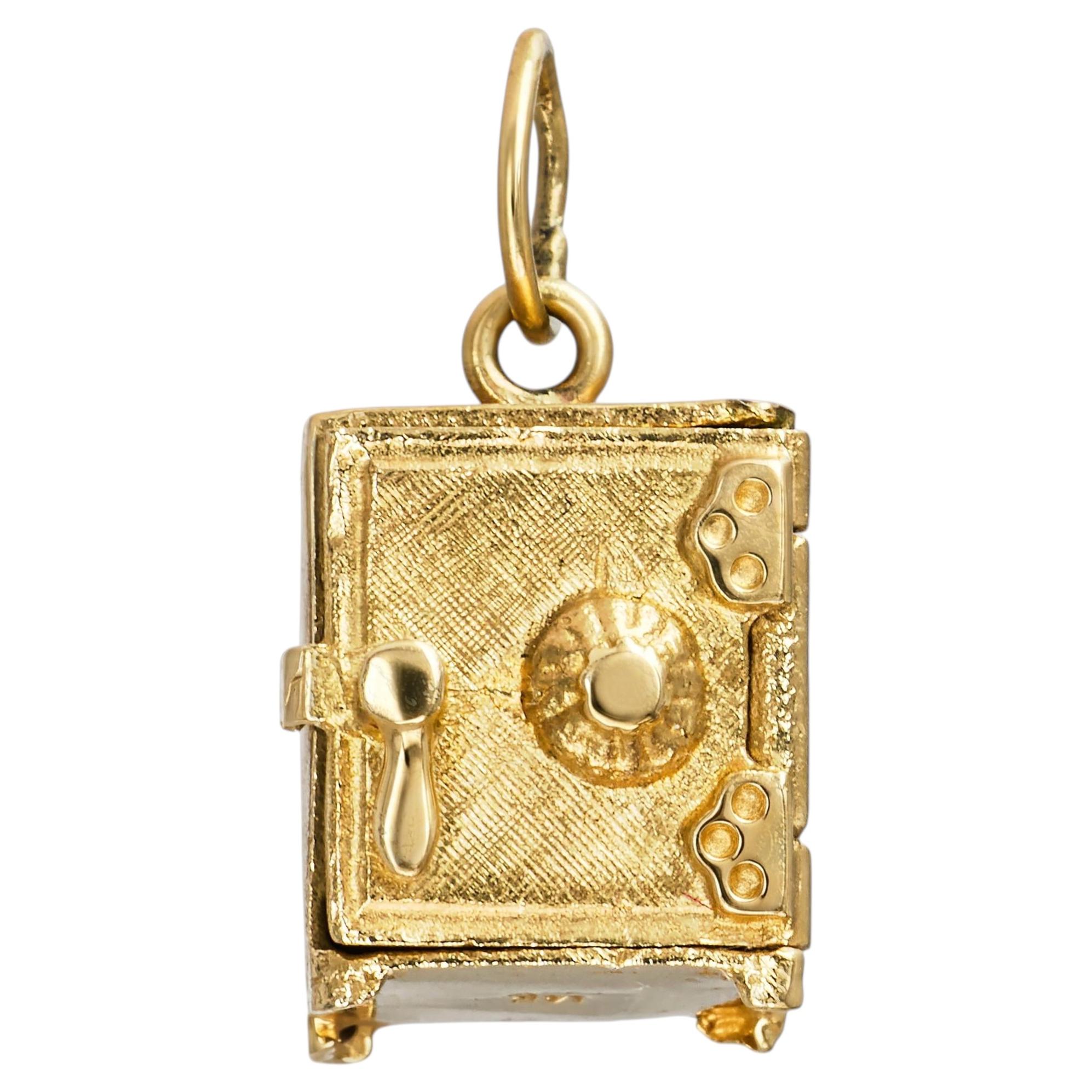 Colgante «Safe» vintage de oro amarillo de 14k
