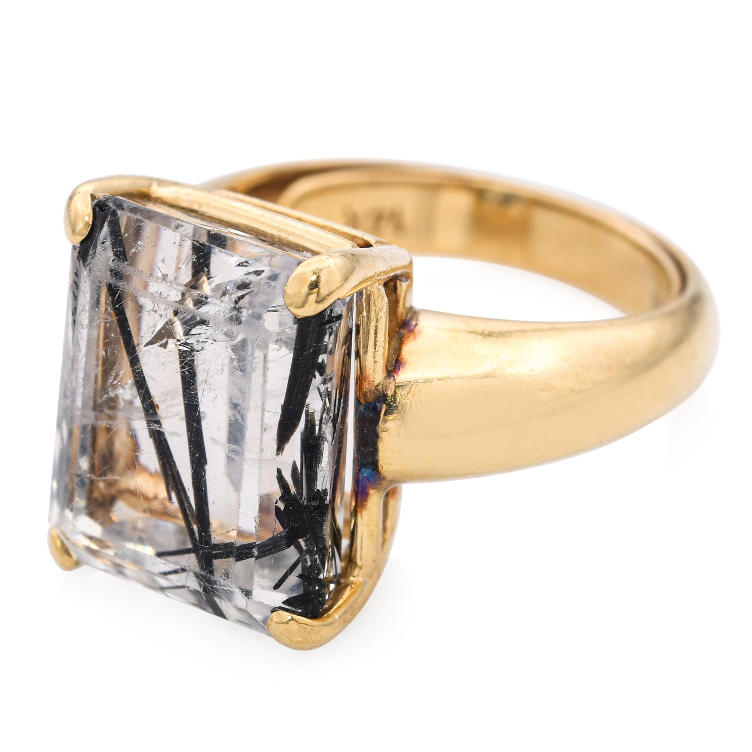 Vintage 14k Yellow Gold Sagenite Schorl in Quartz Ring en vente 2