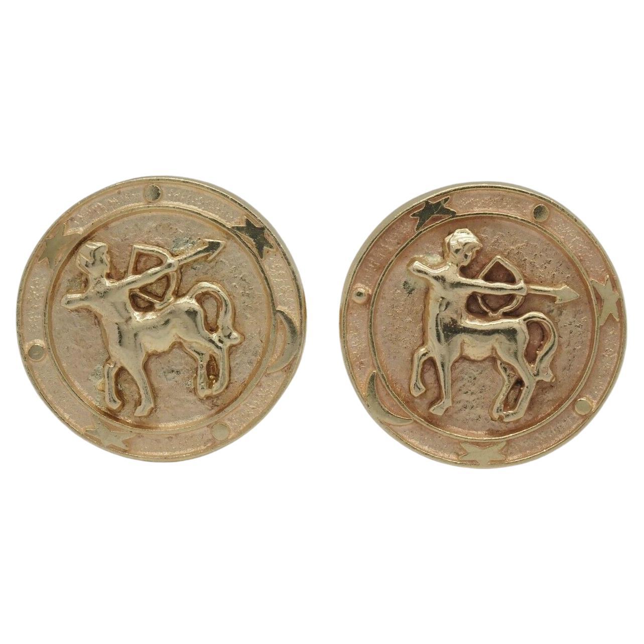 Vintage 14k Yellow Gold Sagittarius Cufflinks - 25.3g