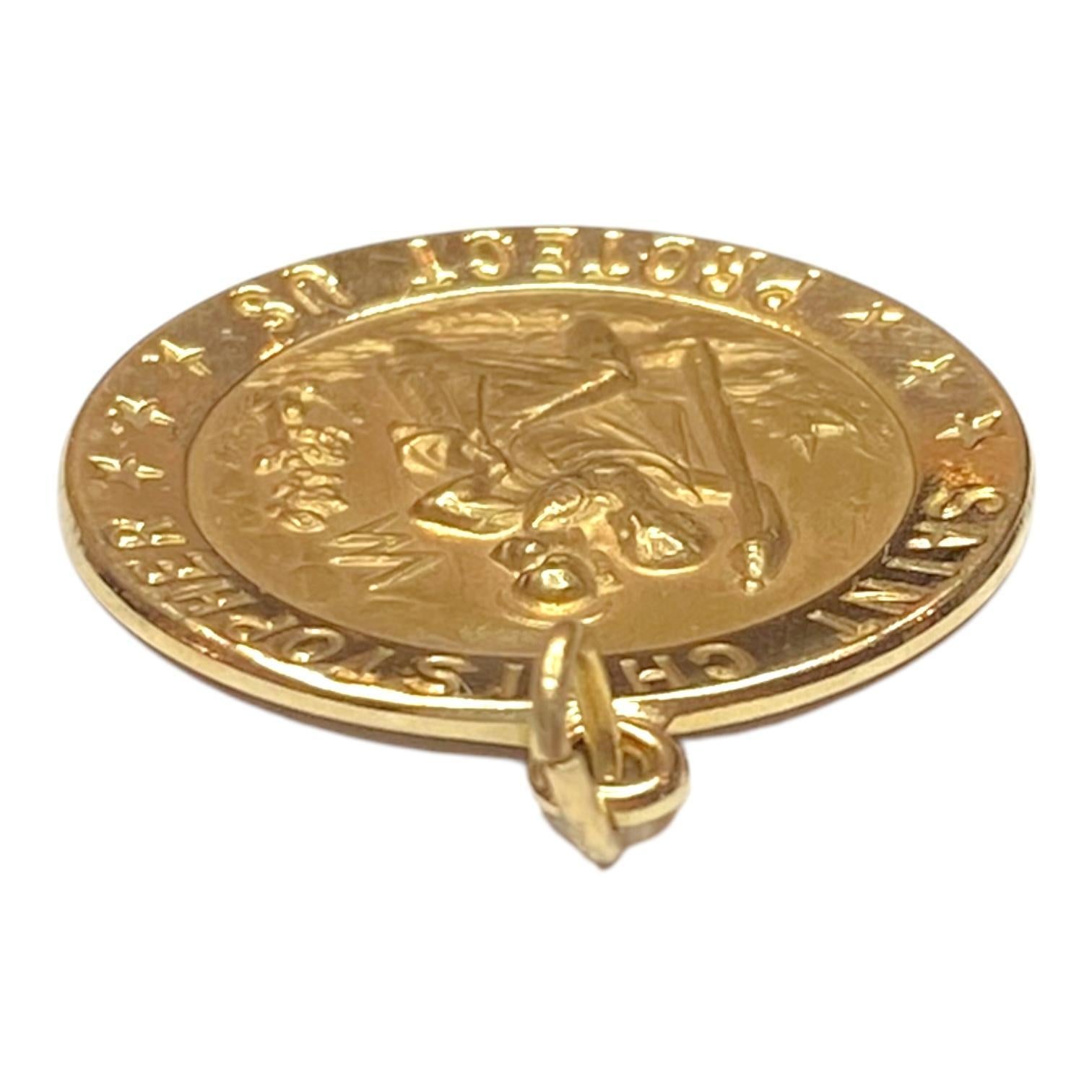 Contemporary Vintage 14K Yellow Gold Saint Christopher Pendant