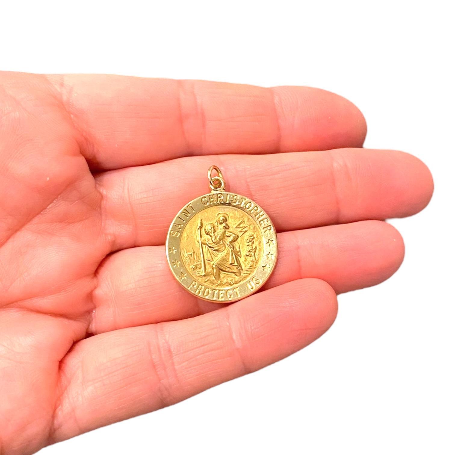 Vintage 14K Yellow Gold Saint Christopher Pendant 2
