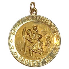 Vintage 14K Gelbgold Sankt Christophorus-Anhänger