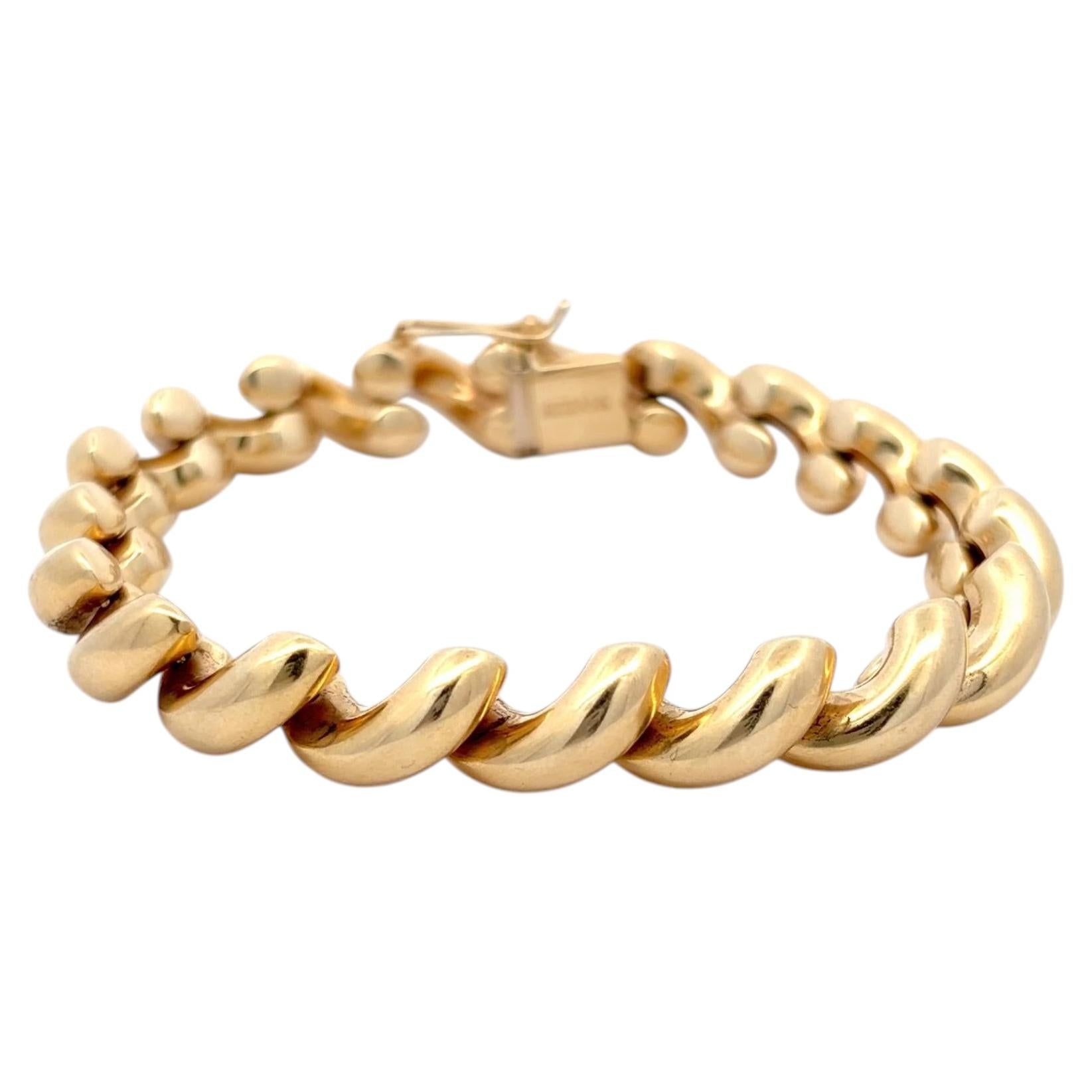 Bracciale vintage con maglie San Marco in oro giallo 14K