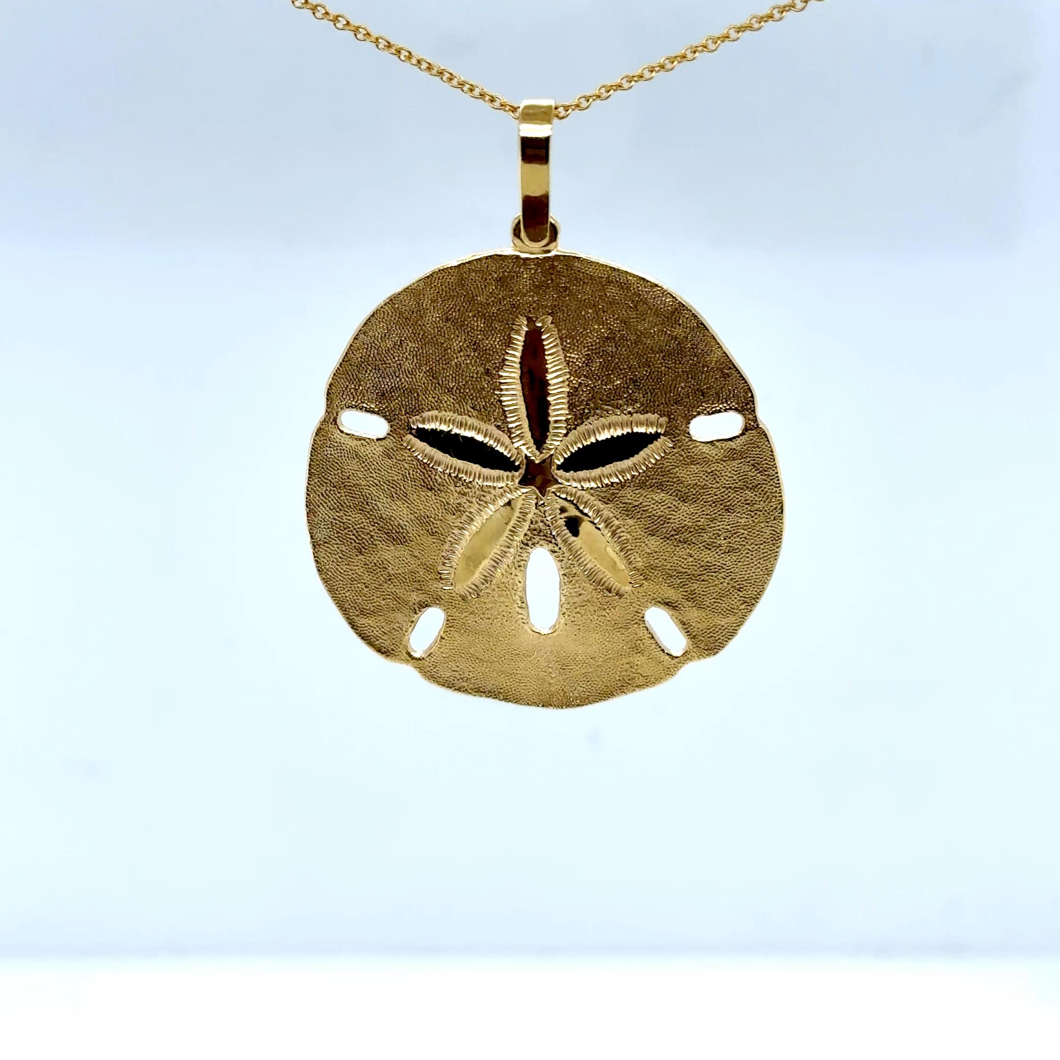 Pendentif vintage dollar des sables en or jaune 14K - inspiration nautique Unisexe en vente