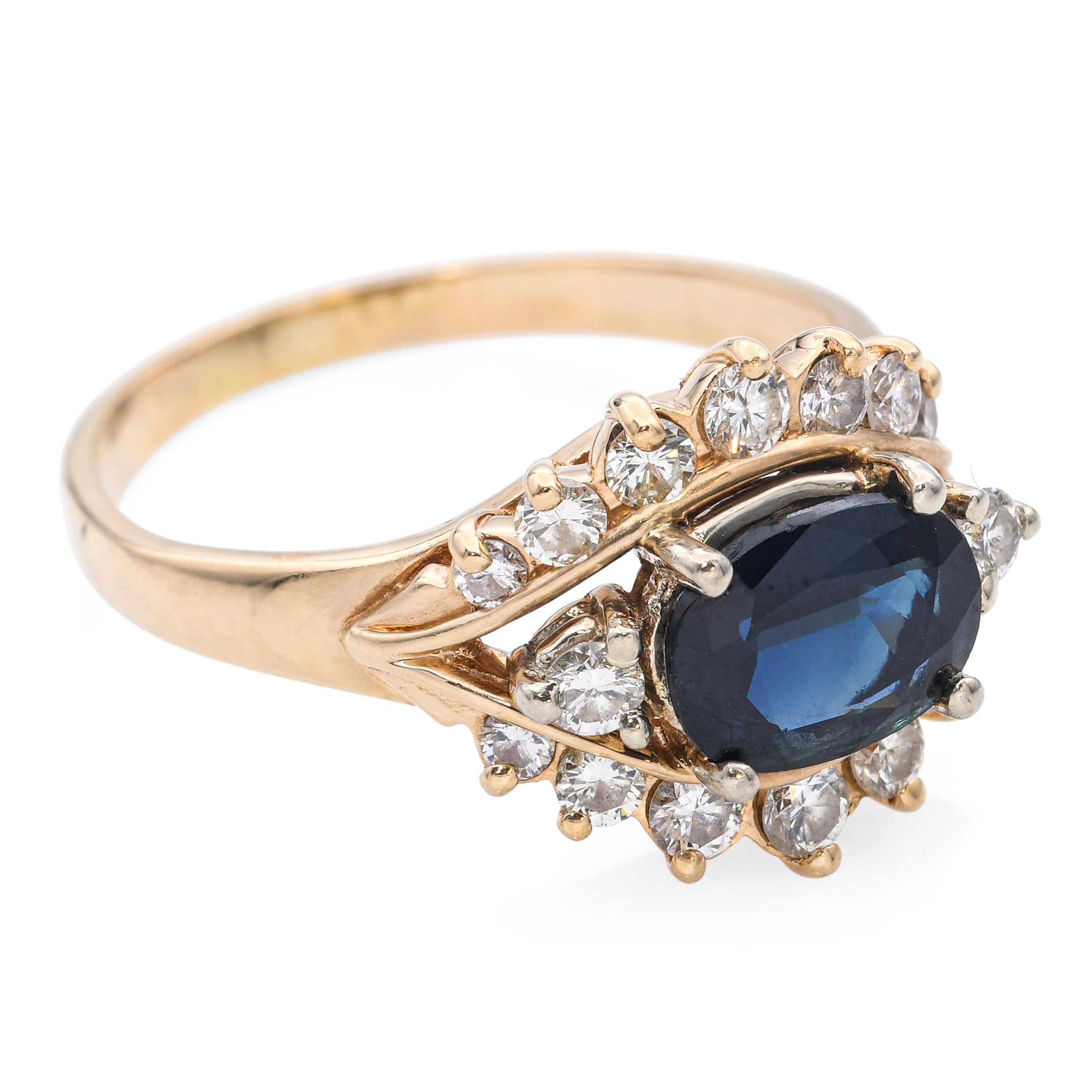 Vintage 14k Yellow Gold Sapphire and Diamond Evil Eye Statement Ring (Bague de déclaration pour l'œil du mal) en vente 1