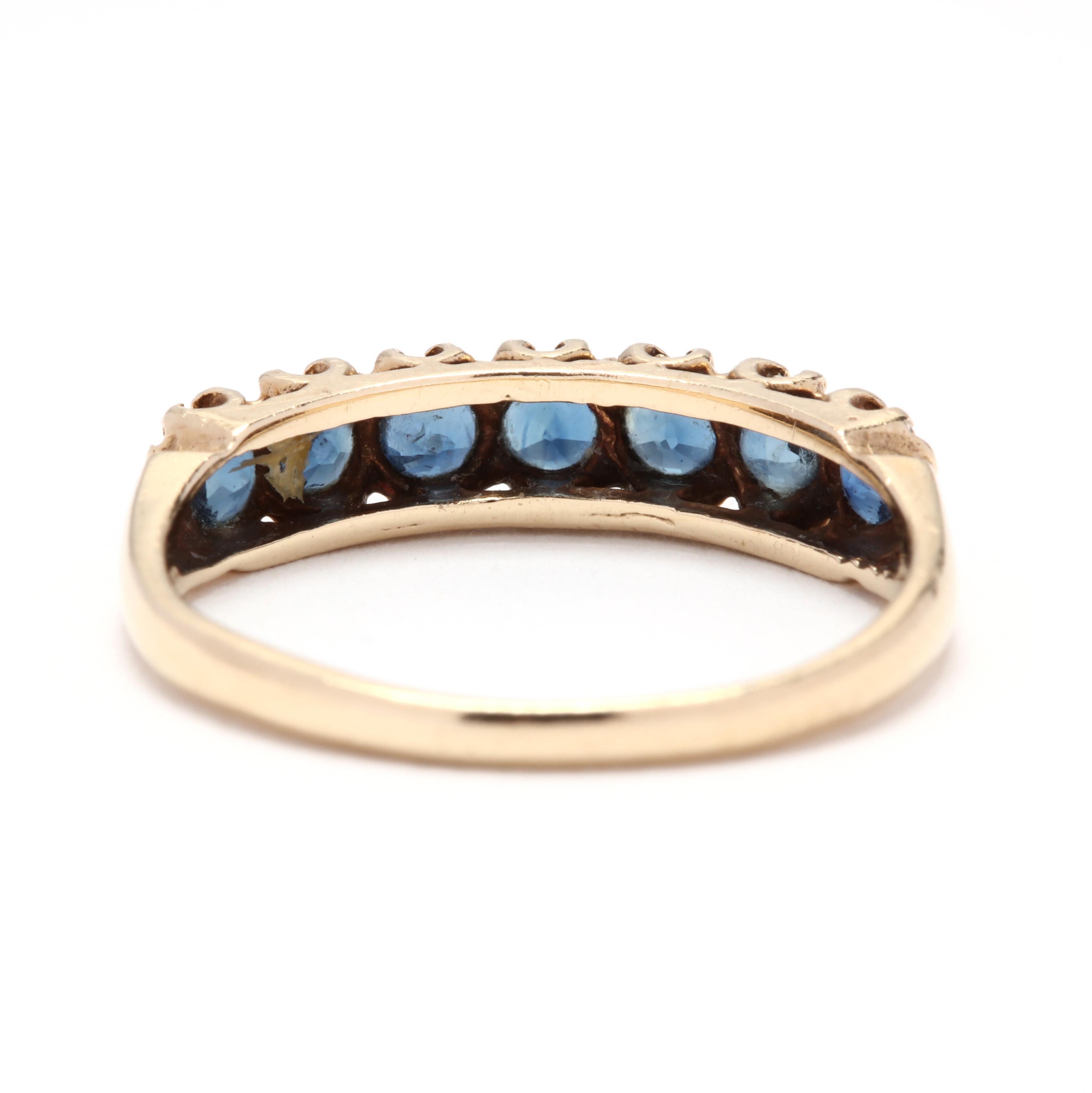 Retro Vintage 14 Karat Yellow Gold and Sapphire Stackable Band Ring
