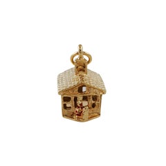 Vintage 14K Yellow Gold School House Charm