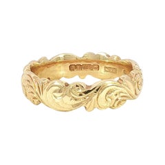 Vintage 14k Yellow Gold Scroll Work Engraved Band Ring Size 6.25