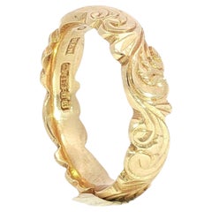 Vintage 14k Yellow Gold Scroll Work Engraved Band Ring Size 6.25