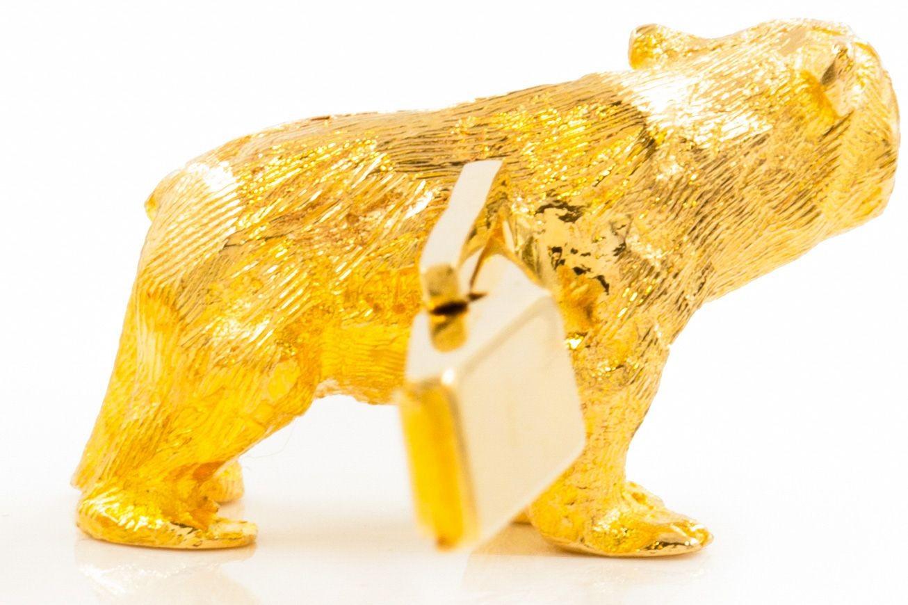 Boutons de manchette vintage en or jaune 14k sculptés d'un ours et d'un taureau