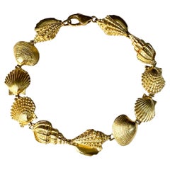 Vintage 14K Yellow Gold Seashell Bracelet