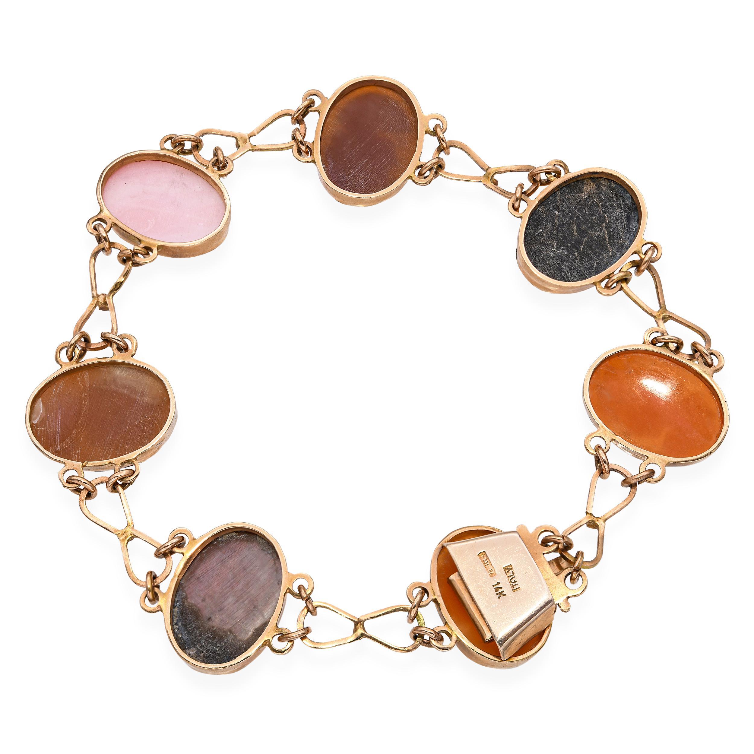 De las mujeres Pulsera vintage de oro amarillo de 14k con camafeo de concha y madreperla en venta