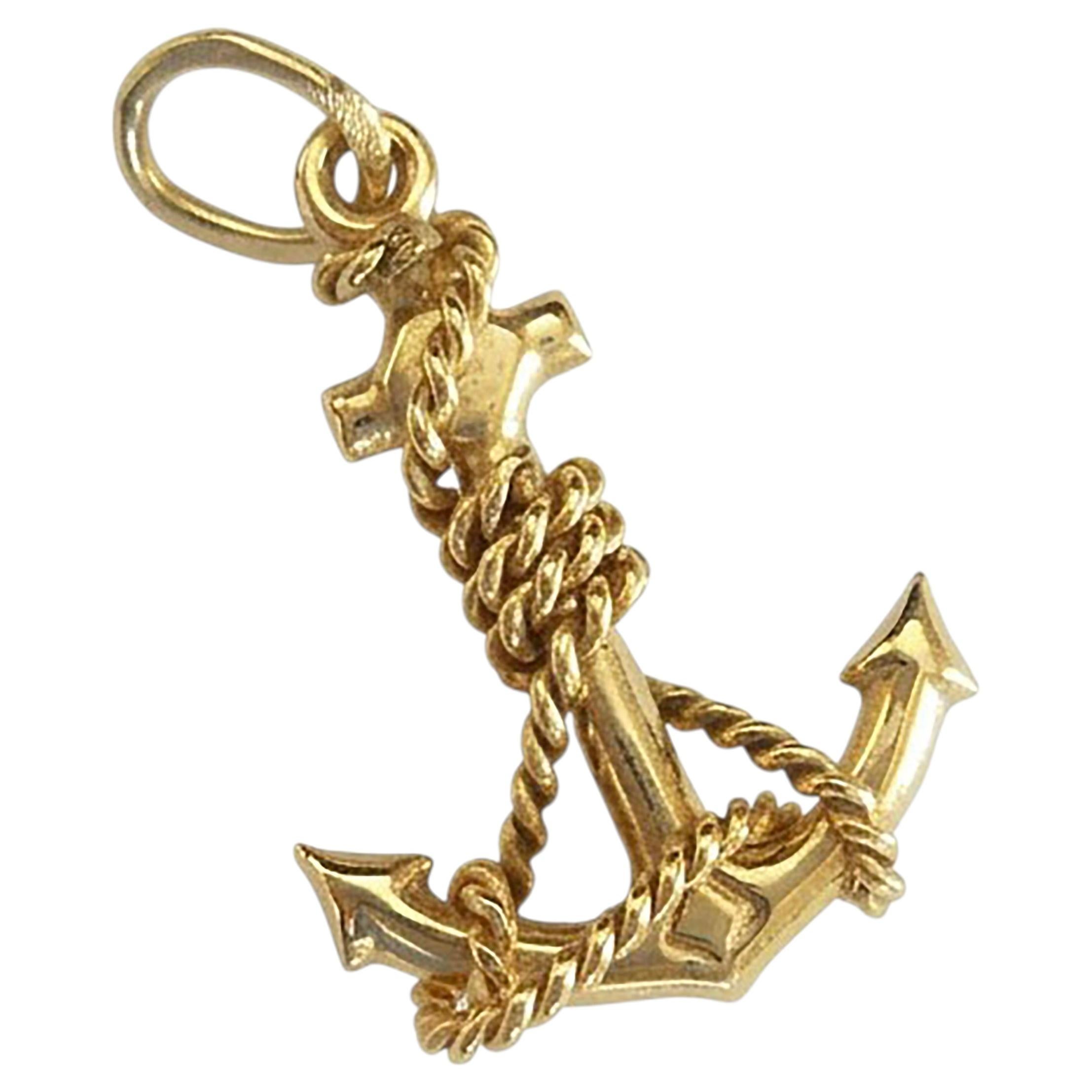 Vintage 14K Yellow Gold 'Ship's Anchor' Pendant - Europe - Circa 1980's