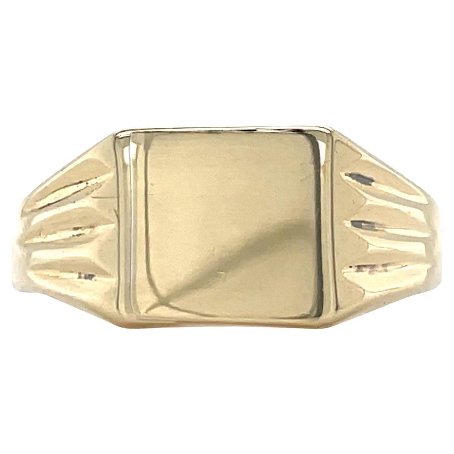 Anello Signet d'epoca in oro giallo 14K, impilabile, incidibile tutti i giorni, misura 7,5