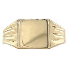 Anello Signet d'epoca in oro giallo 14K, impilabile, incidibile tutti i giorni, misura 7,5