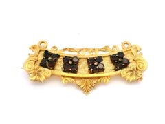 Vintage 14k Yellow Gold & Silver Old Cut Garnet Clusters Crown Tiara Pin Brooch