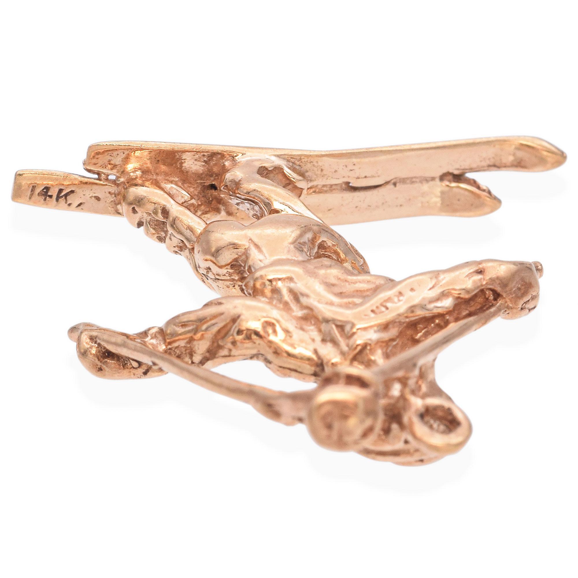 Vintage 14K Yellow Gold Skiing Figure Charm 1