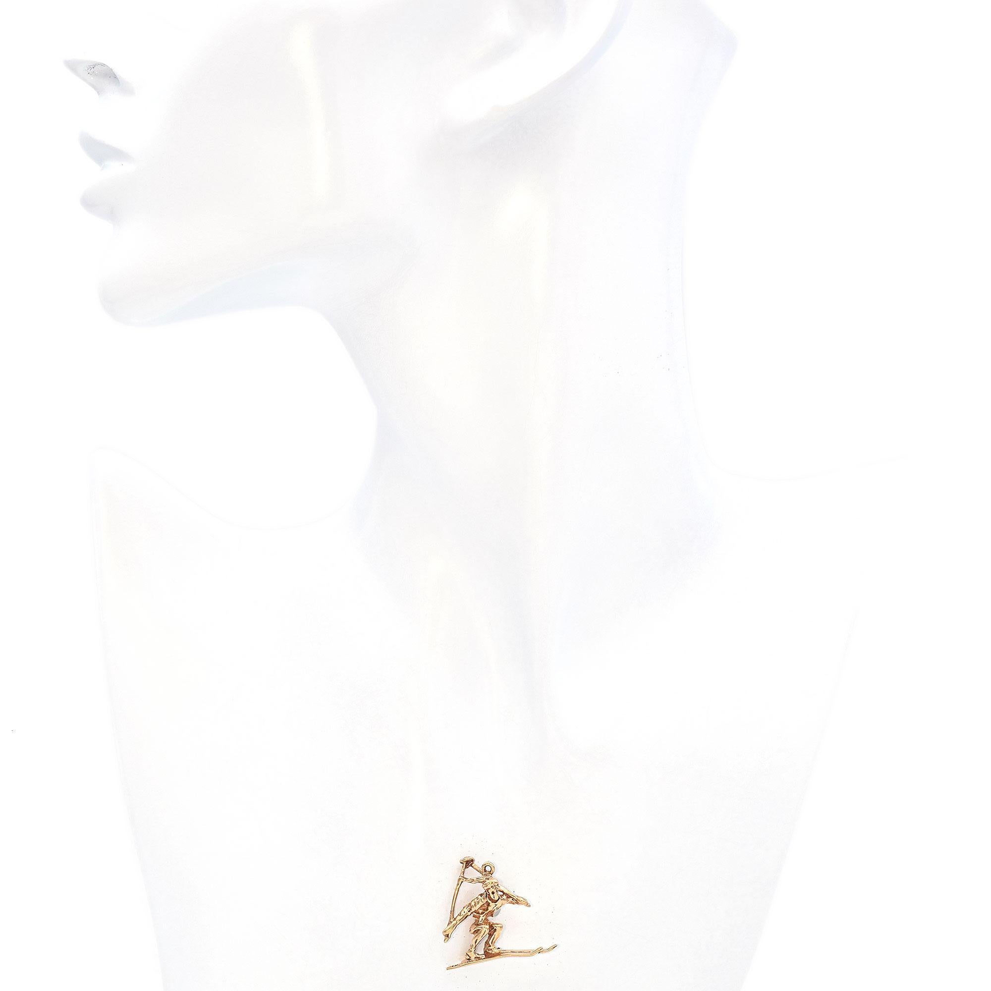 Vintage 14K Yellow Gold Skiing Figure Charm 2