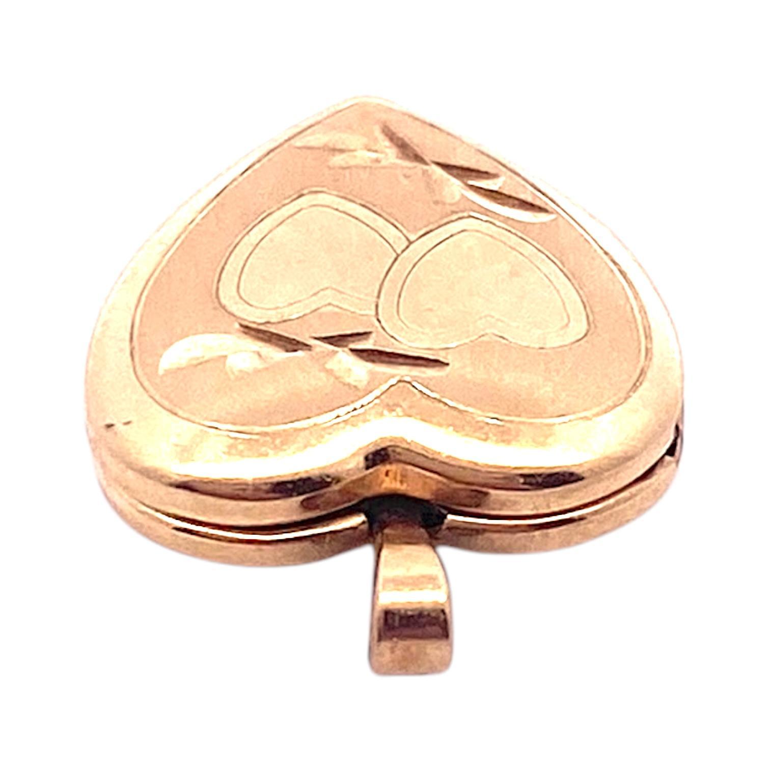 Vintage 14K Yellow Gold Small Heart Locket Charm Pendant In Good Condition In Henderson, NV