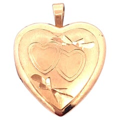 Vintage 14K Yellow Gold Small Heart Locket Charm Pendant