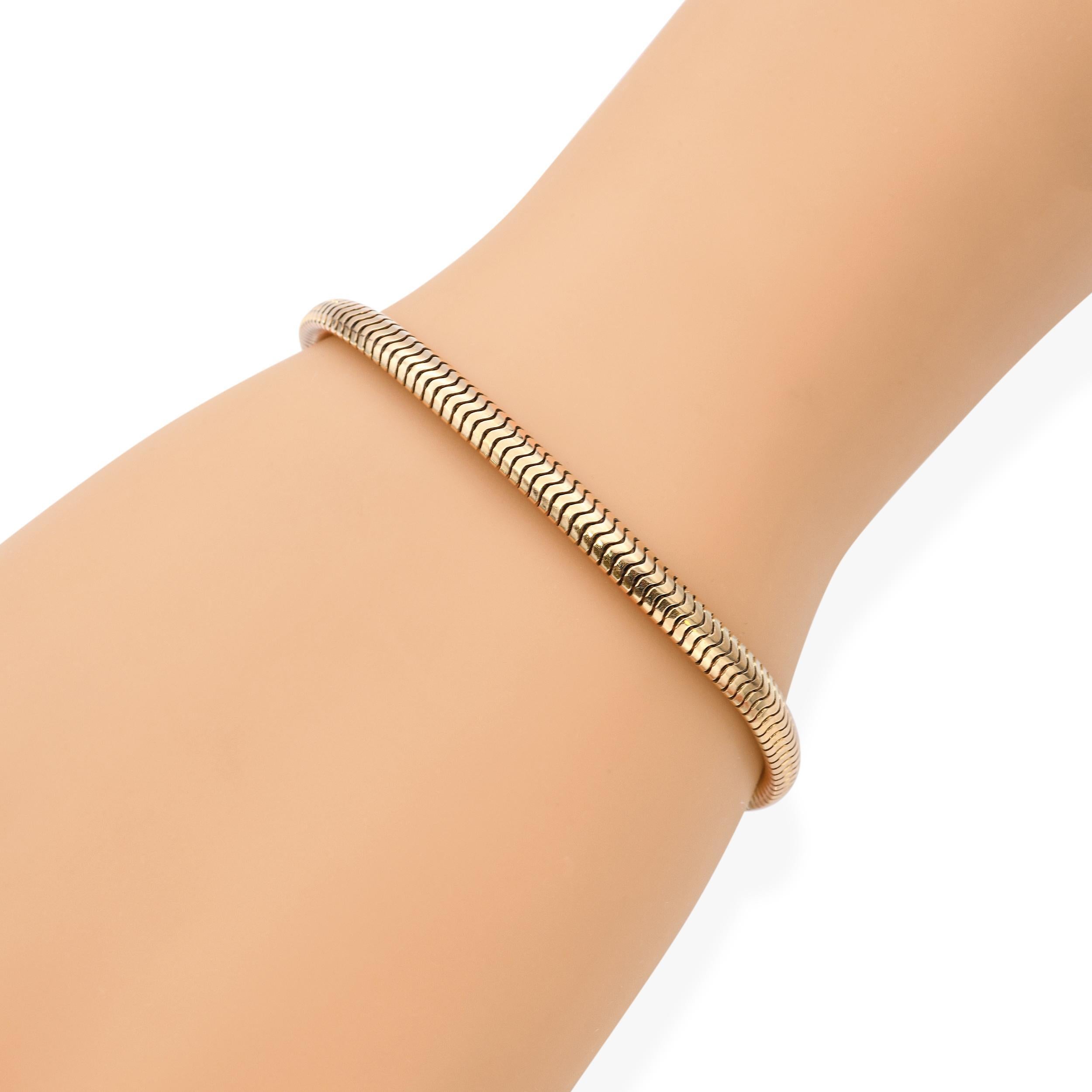 Bracciale a catena a serpente in oro giallo 14k vintage In condizioni buone in vendita a New York, NY