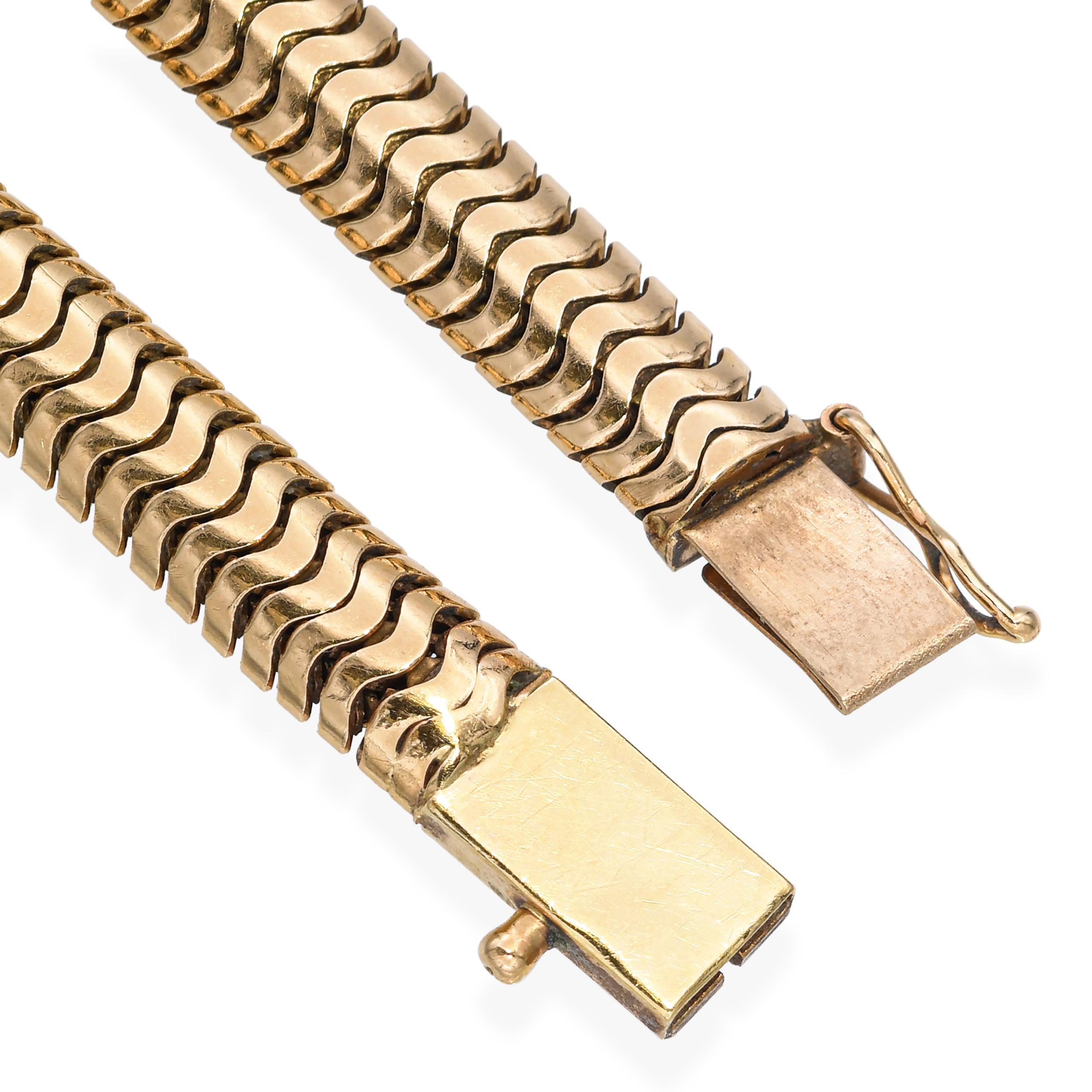 Bracciale a catena a serpente in oro giallo 14k vintage in vendita 1