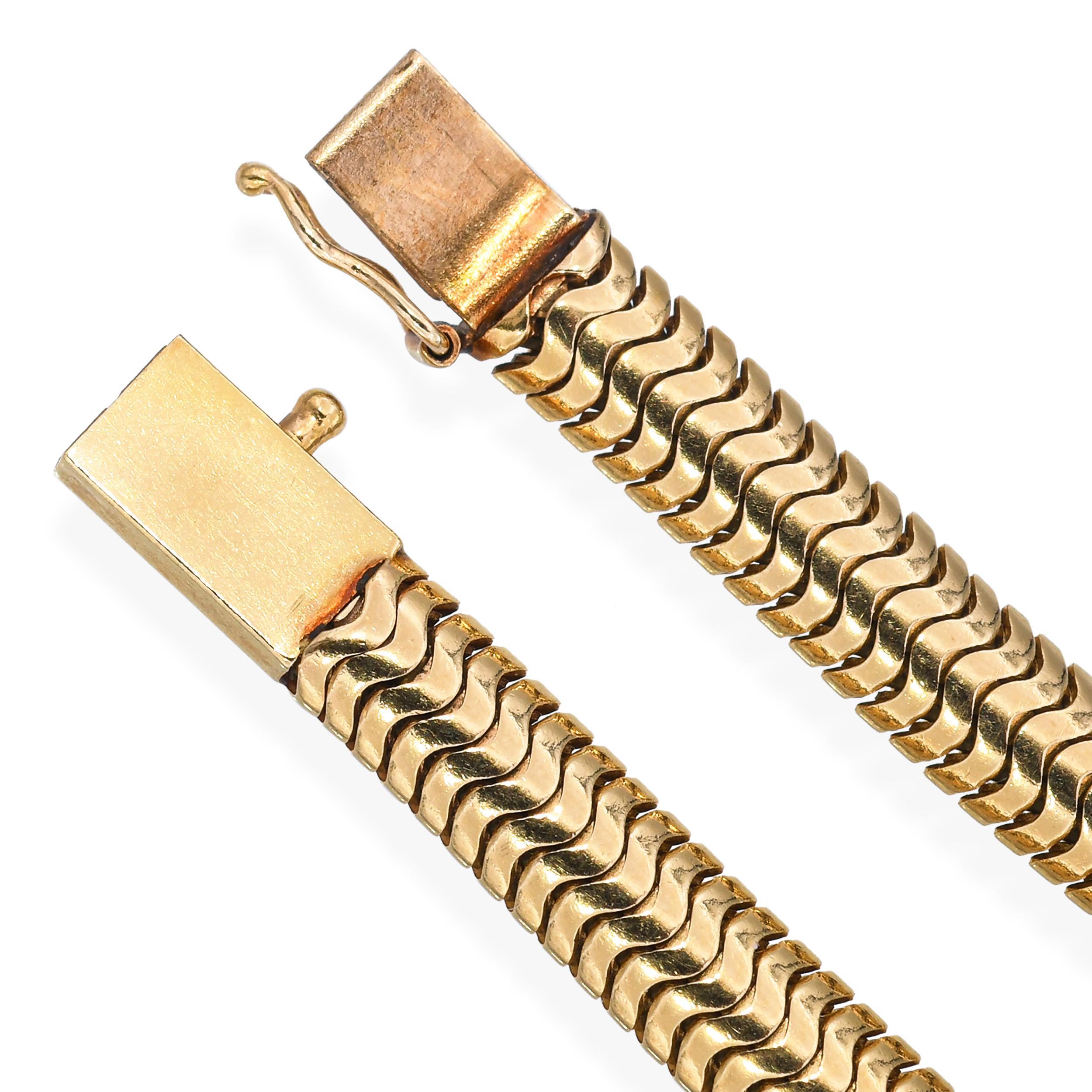Bracciale a catena a serpente in oro giallo 14k vintage in vendita 2