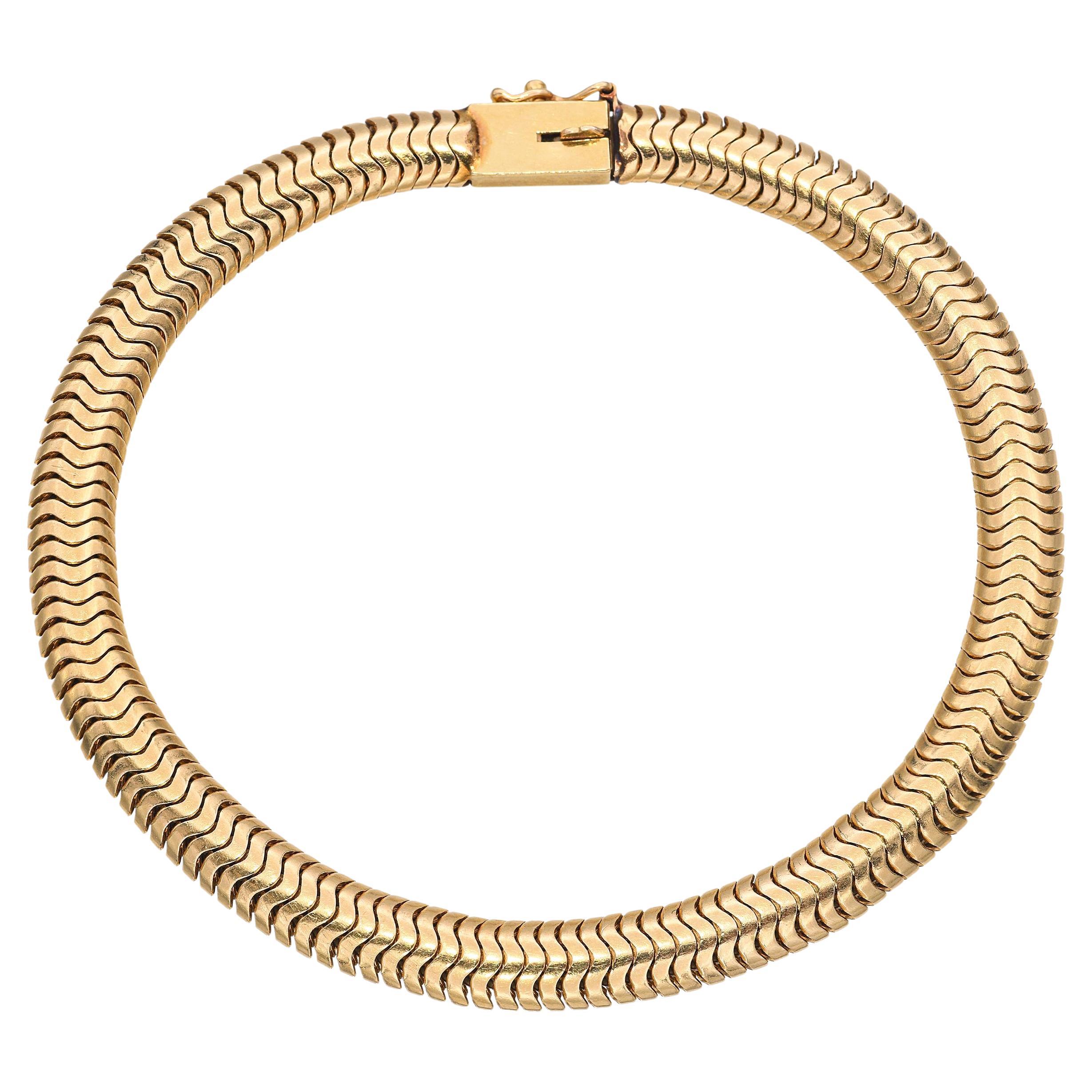 Bracciale a catena a serpente in oro giallo 14k vintage