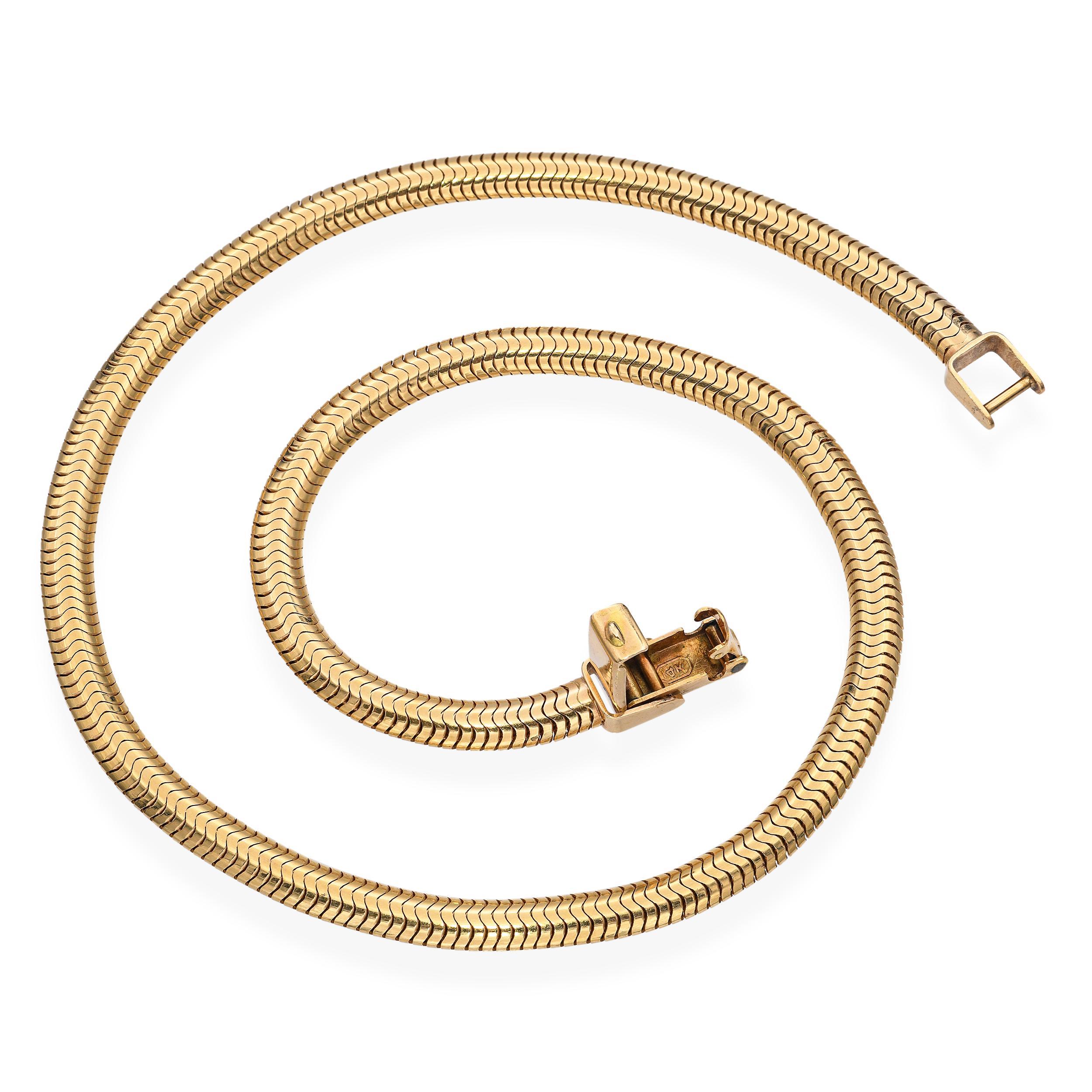 Donna Vintage By, collana con catena a serpente in oro giallo 14 carati in vendita