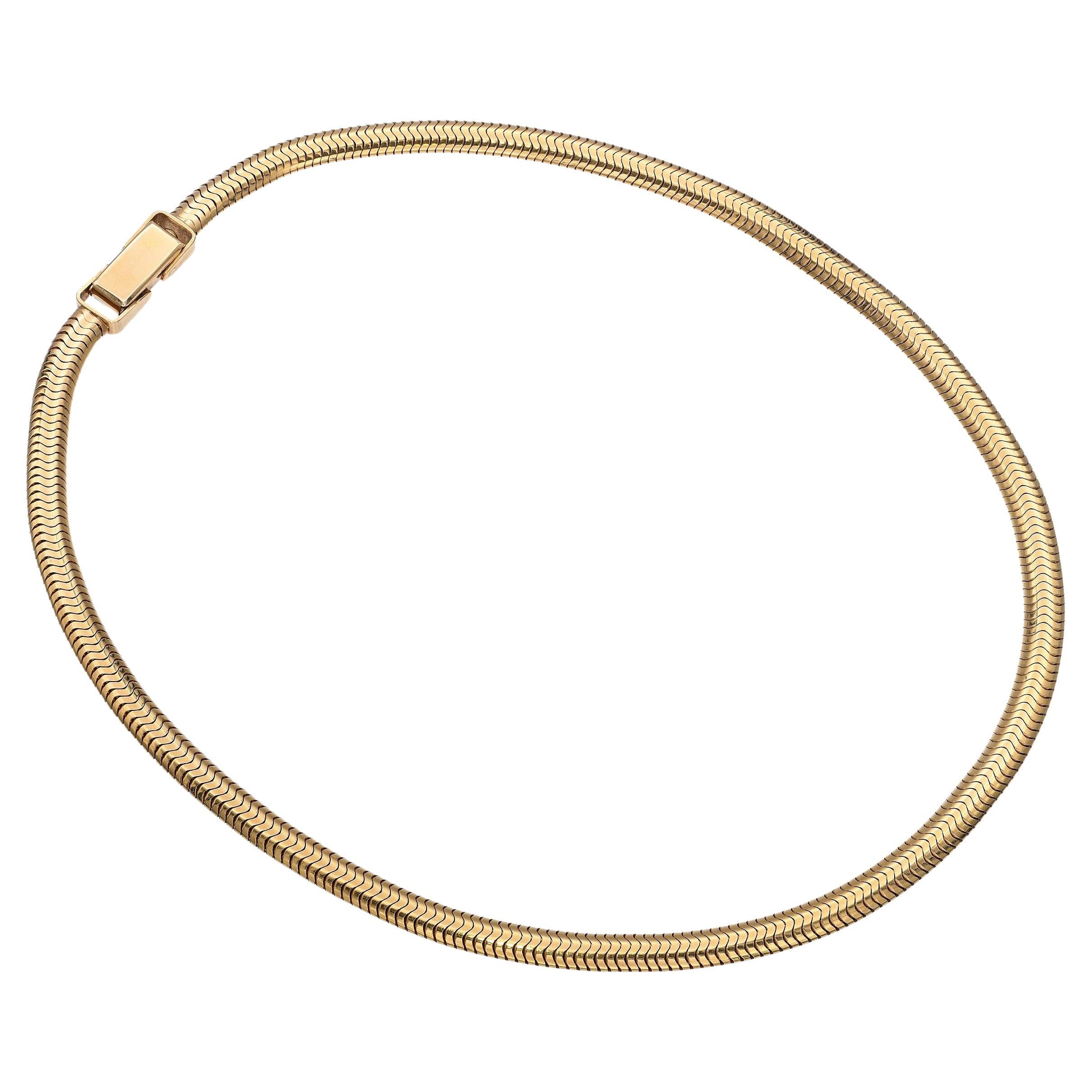 Vintage By, collana con catena a serpente in oro giallo 14 carati in vendita