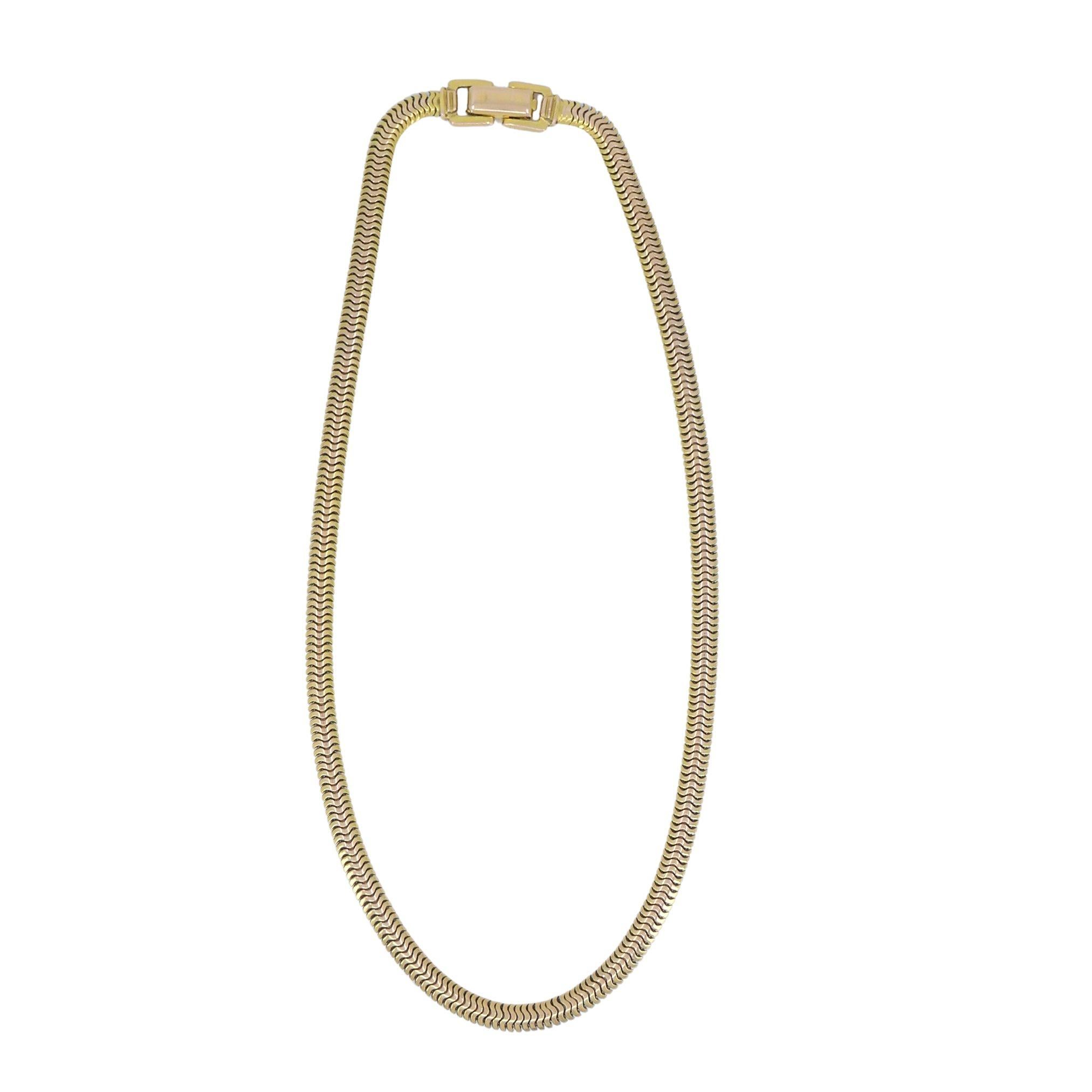 Vintage 14k Yellow Gold Snake Chain Necklace For Sale