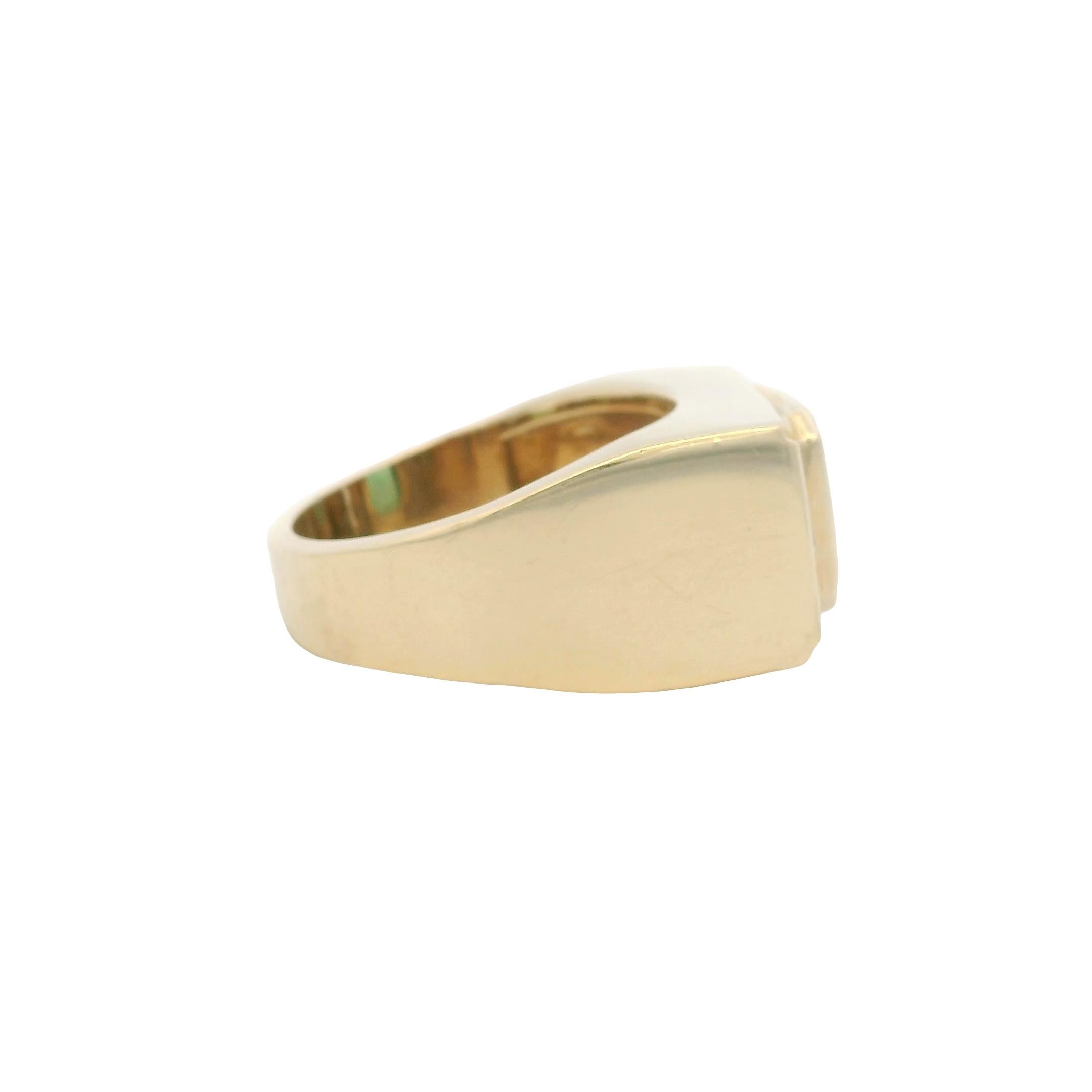 Anello da uomo vintage in oro giallo 14k con smeraldo e diamanti taglio quadrato in vendita 4