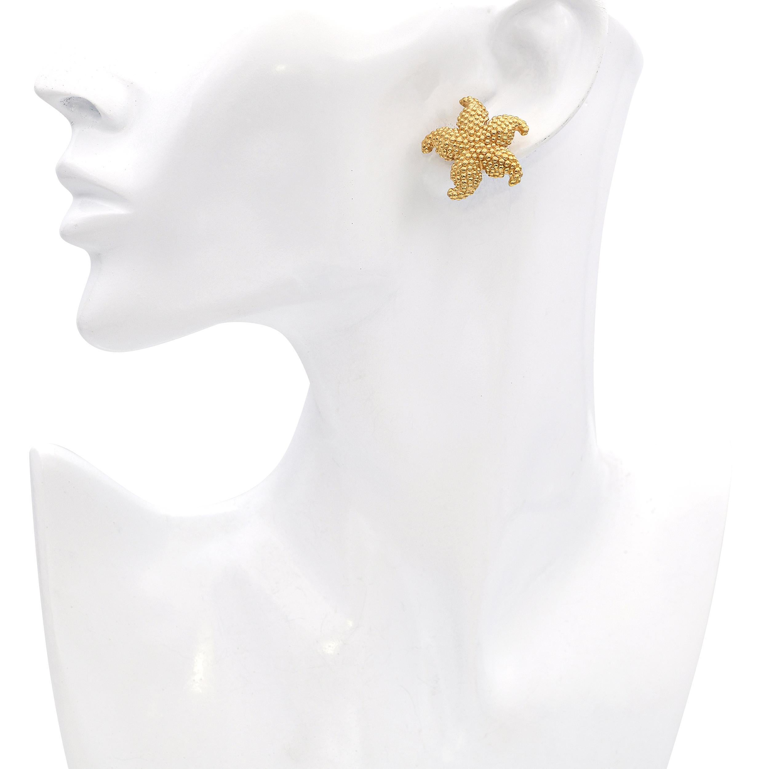 Vintage 14k Gelbgold Seestern Ohrringe im Zustand „Gut“ im Angebot in New York, NY