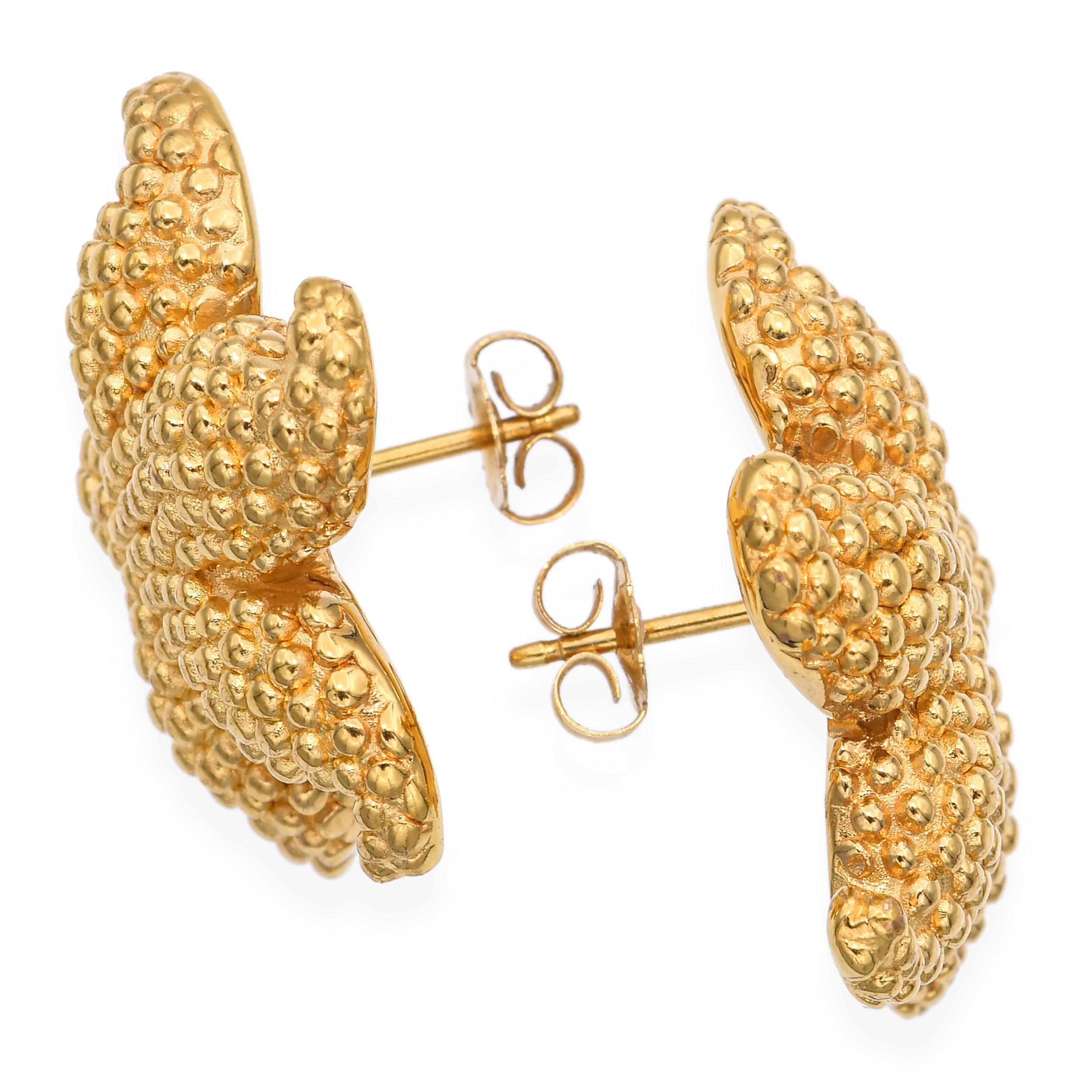 Vintage 14k Gelbgold Seestern Ohrringe für Damen oder Herren im Angebot