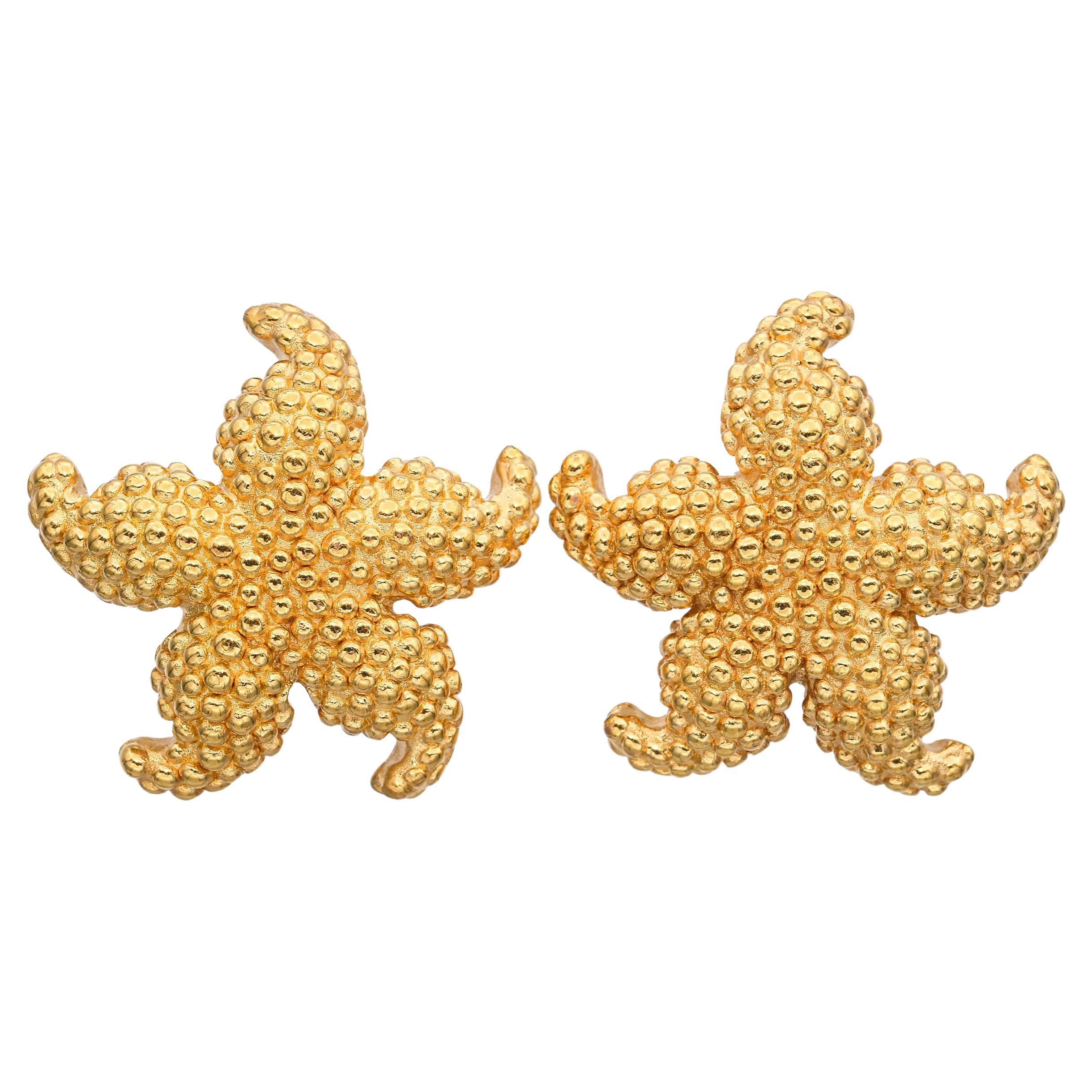 Vintage 14k Gelbgold Seestern Ohrringe