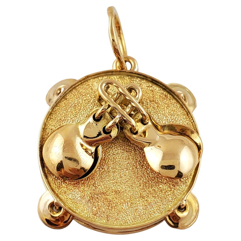 Vintage 14K Yellow Gold Tambourine Charm at 1stDibs