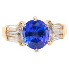 Vintage 14k Yellow Gold Tanzanite & Diamond Ring