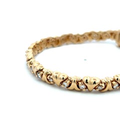 Vintage 14K Yellow Gold Tennis Bracelet with 1 Carat Round H-VS Diamonds