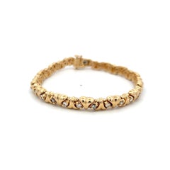 Vintage 14K Yellow Gold Tennis Bracelet with 1 Carat Round H VS Diamonds
