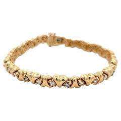 Vintage 14K Yellow Gold Tennis Bracelet with 1 Carat Round H-VS Diamonds