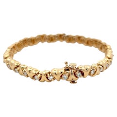 Vintage 14K Yellow Gold Tennis Bracelet with 1 Carat Round H VS Diamonds