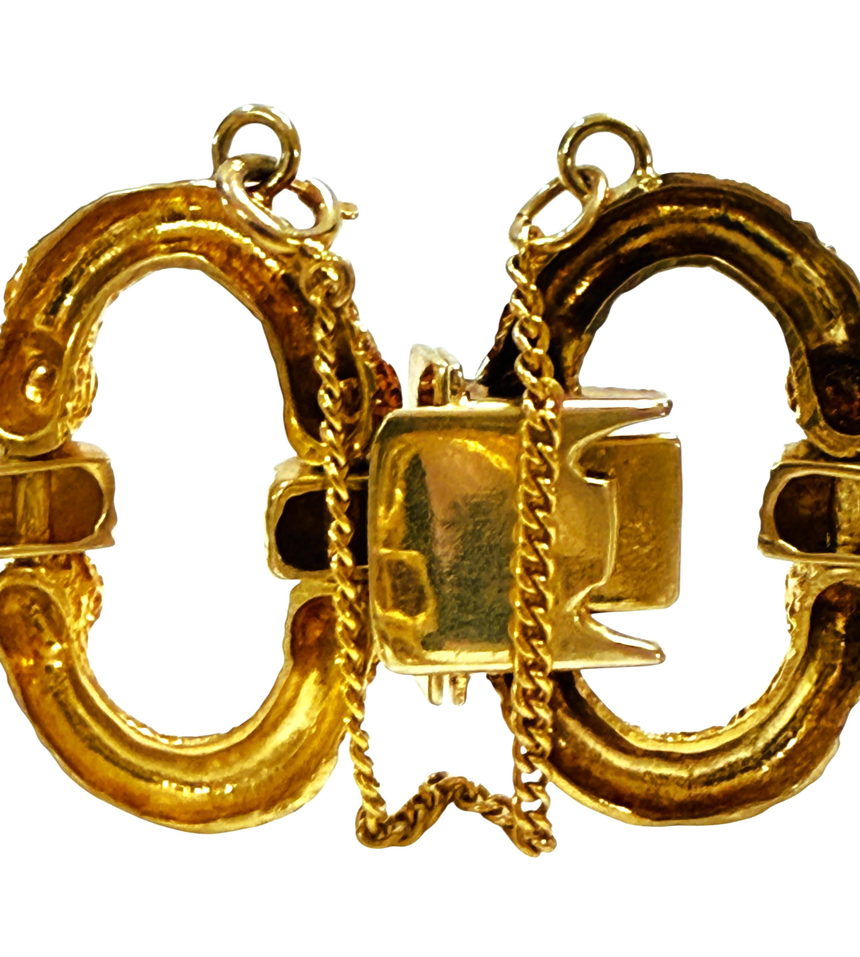 De las mujeres Pulsera de eslabones gruesos con textura vintage de oro amarillo de 14 quilates 31,70 gramos en venta