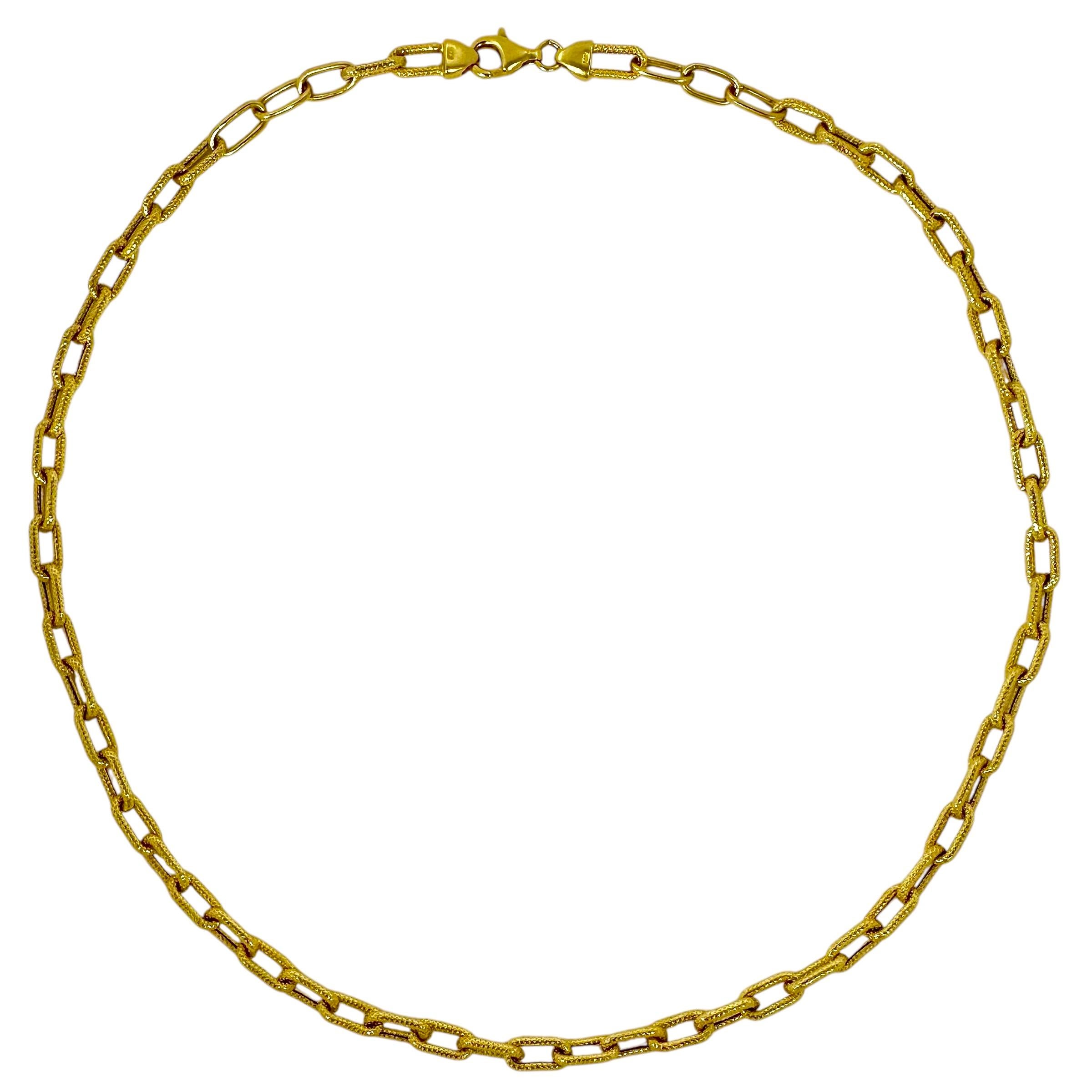 Cadena de cuello con textura vintage de oro amarillo de 14 quilates ideal para llevar a diario Moderno en venta