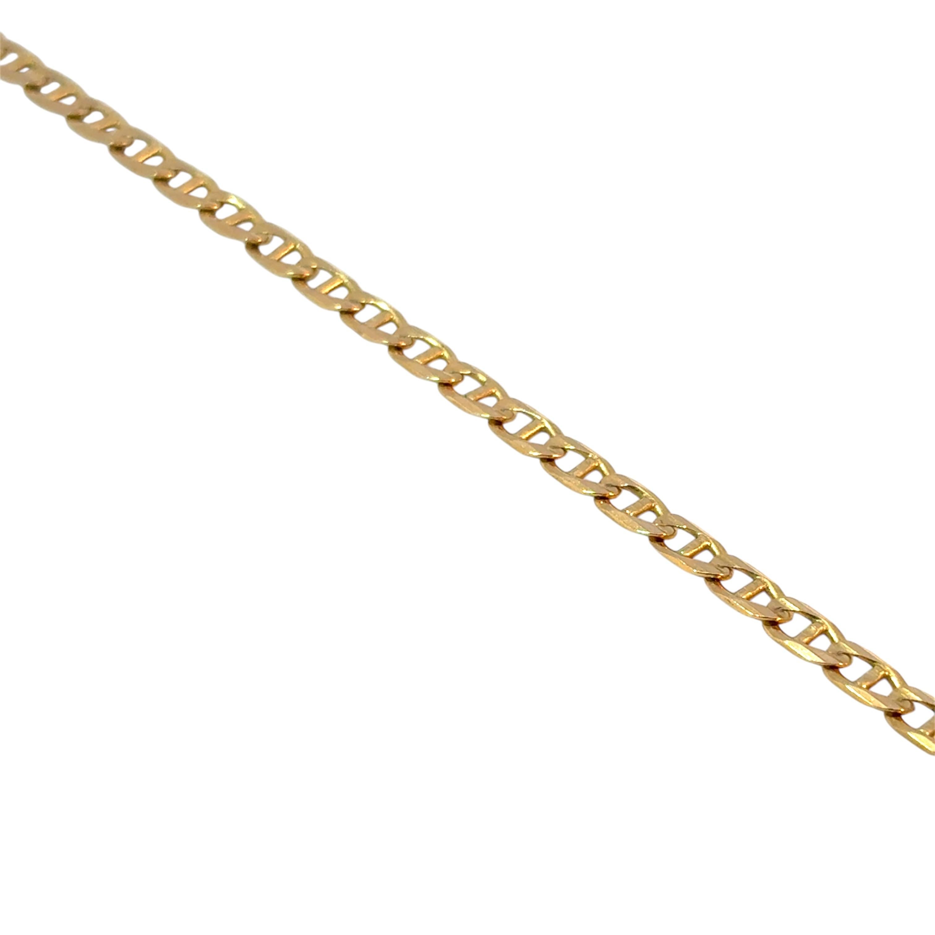 Modern Vintage 14k Yellow Gold Thin Chain Link Bracelet For Sale