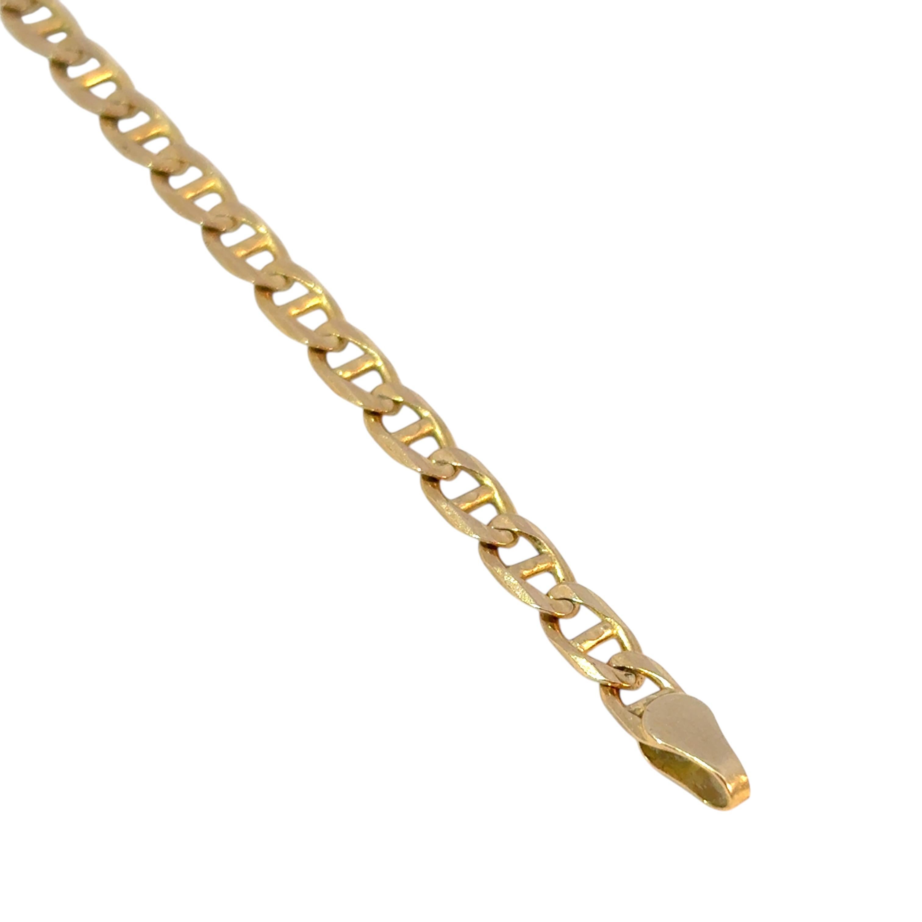 Vintage 14k Yellow Gold Thin Chain Link Bracelet In Excellent Condition For Sale In Boca Raton, FL