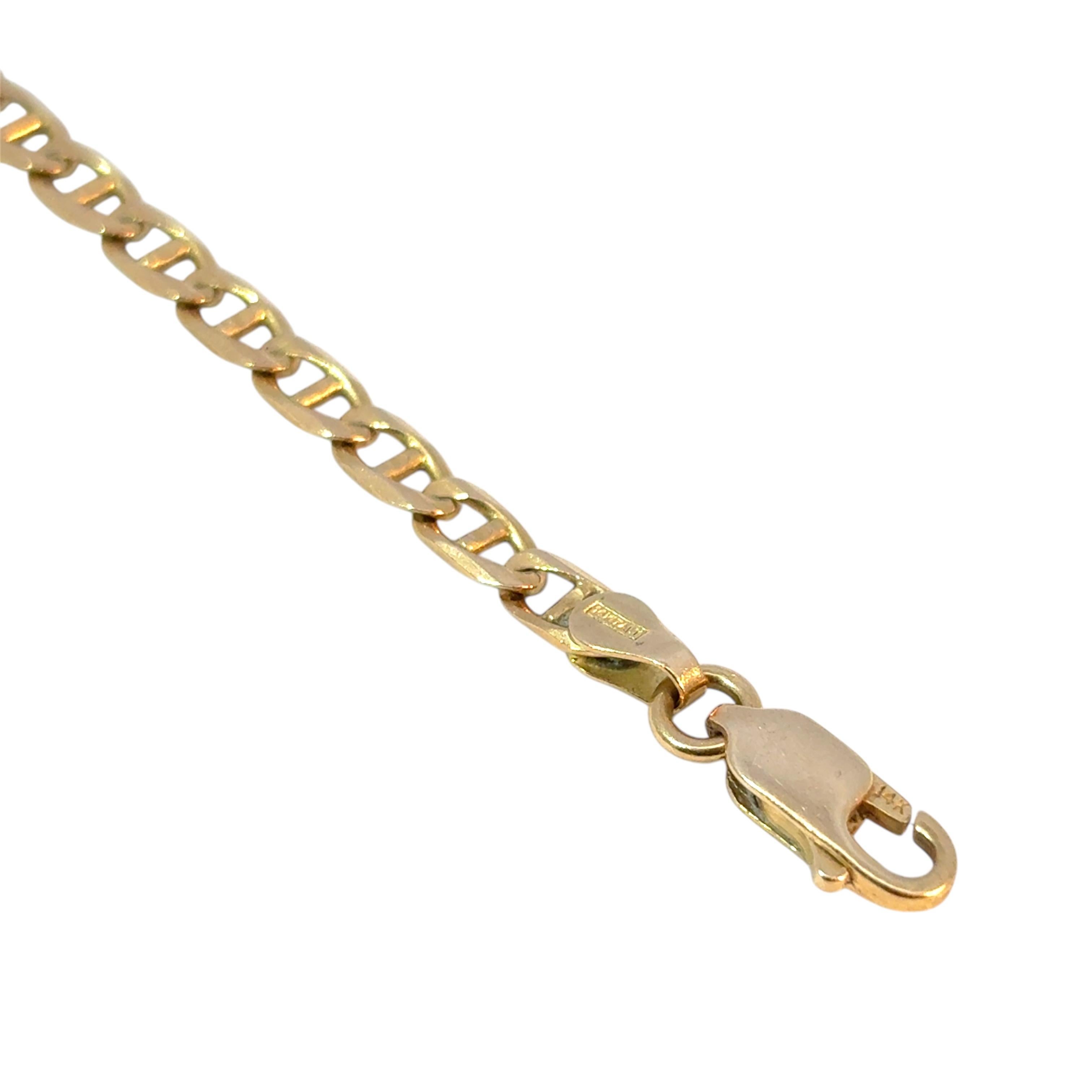 Women's or Men's Vintage 14k Yellow Gold Thin Chain Link Bracelet For Sale