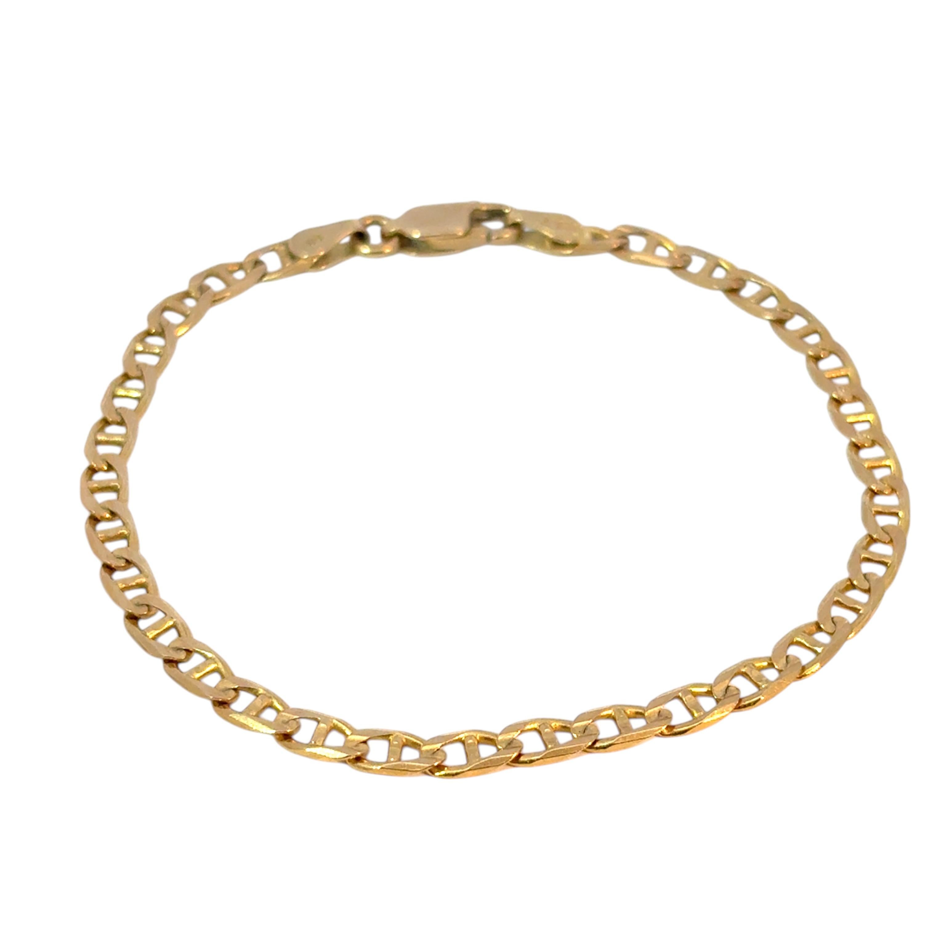 Vintage 14k Yellow Gold Thin Chain Link Bracelet For Sale 1