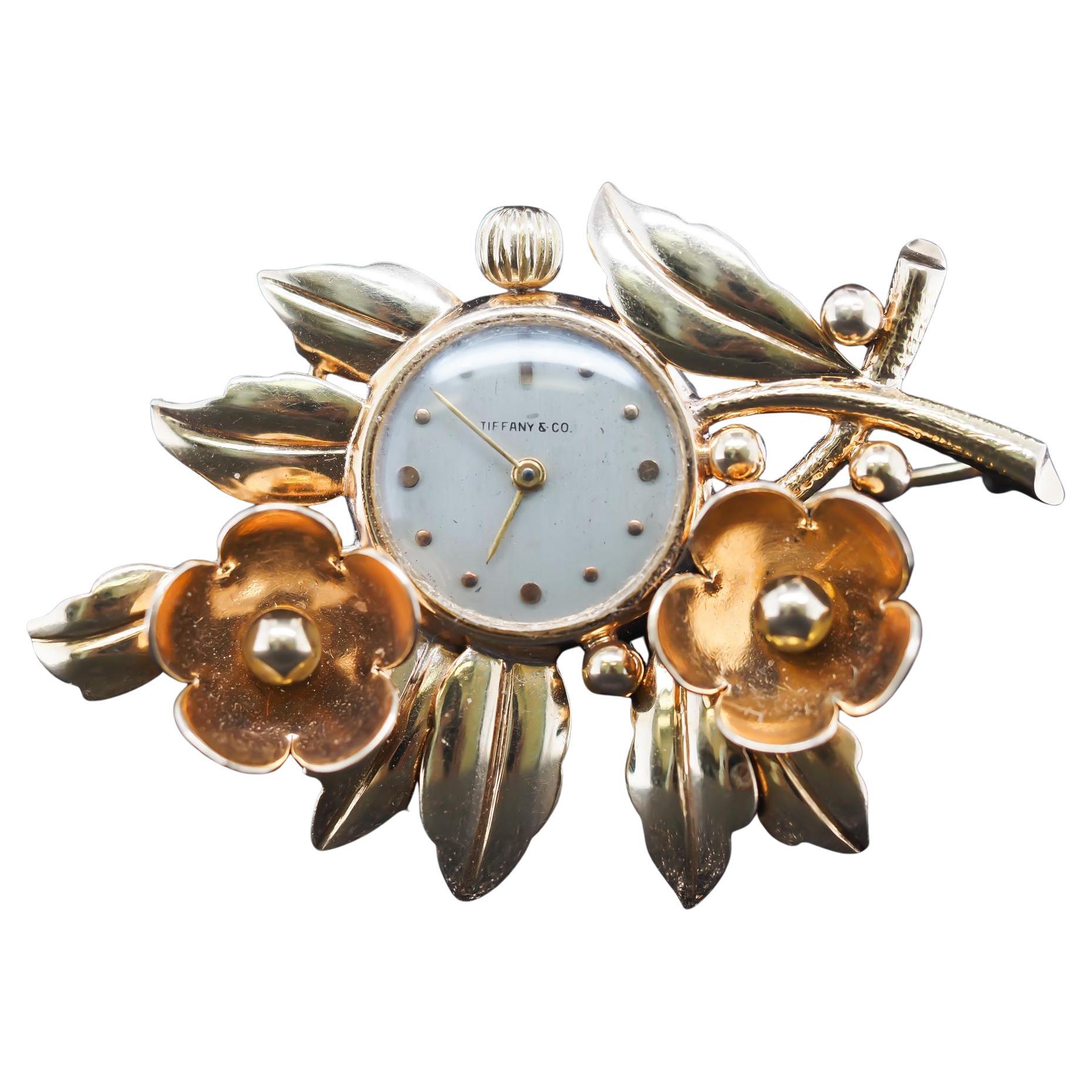 Vintage 14K Yellow Gold Tiffany & Co. Lapel Watch Brooch