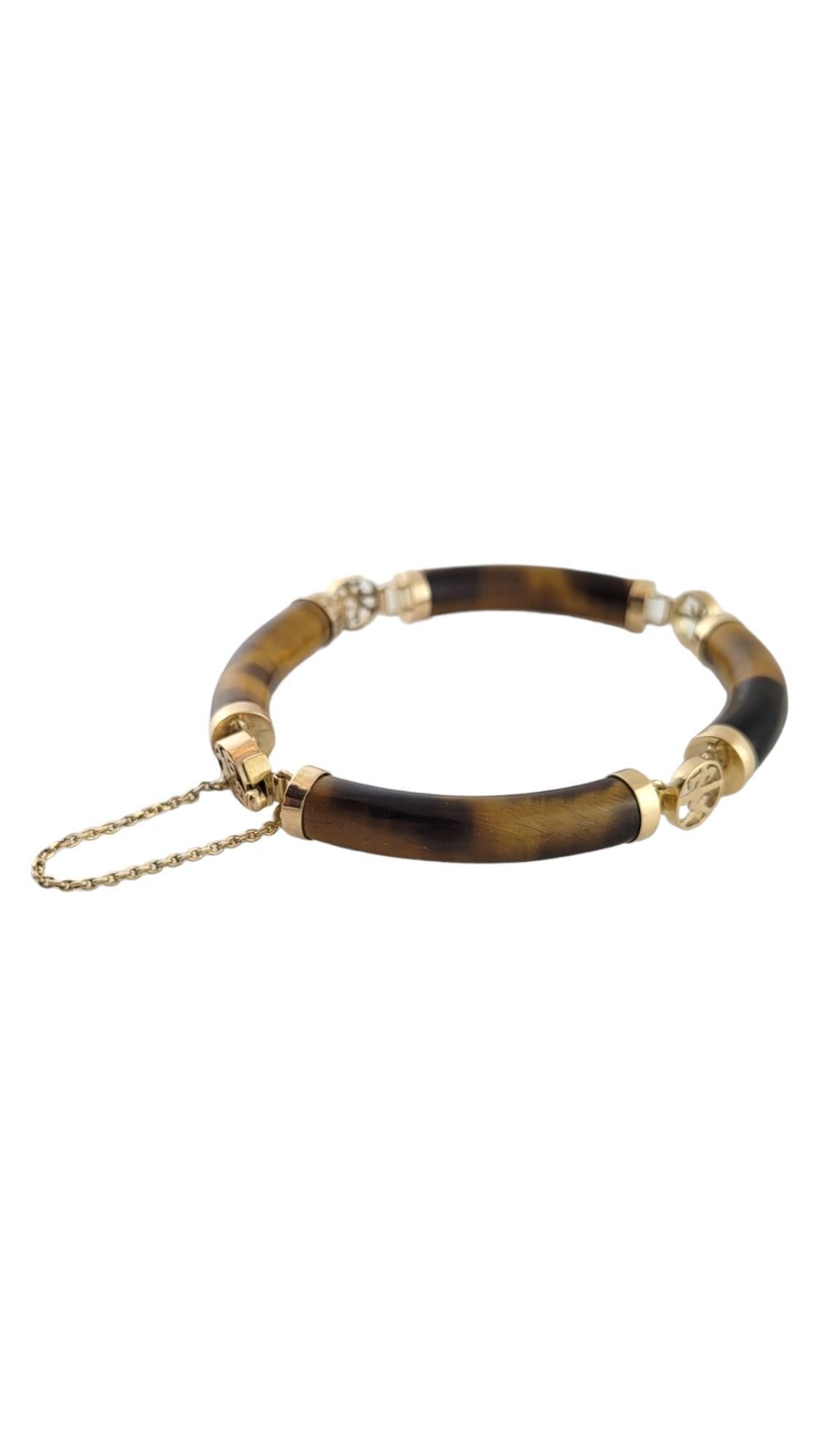 Vintage 14K Yellow Gold Tiger's Eye Bracelet #16173 In Good Condition For Sale In Washington Depot, CT