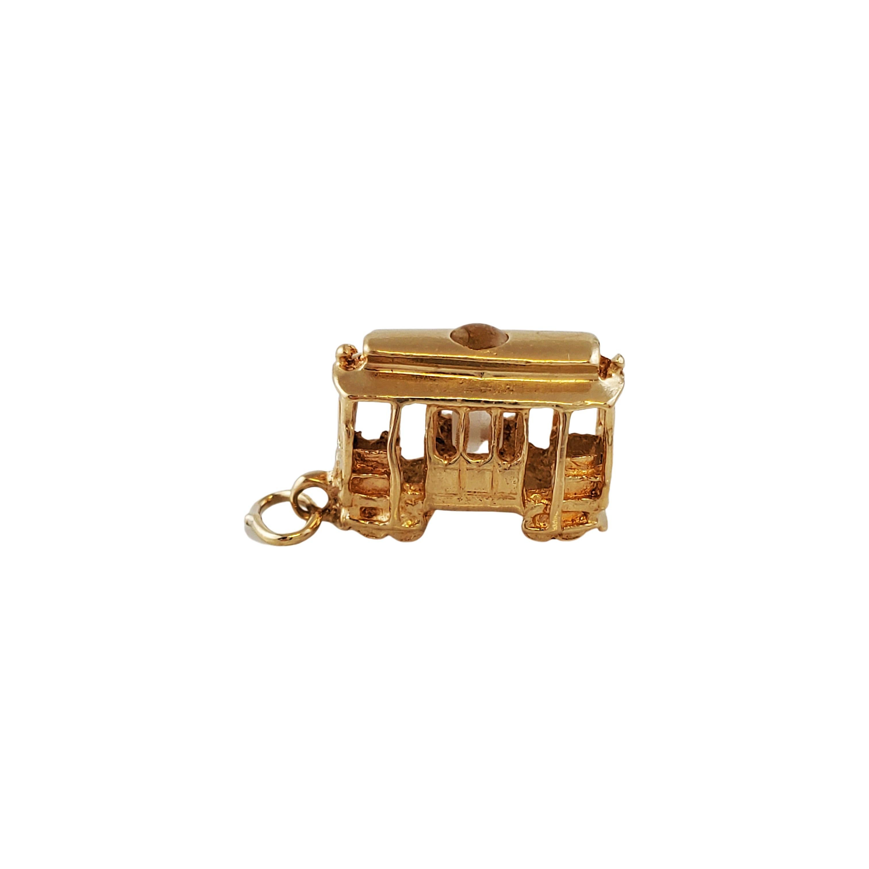 Vintage 14K Yellow Gold Trolly Charm

Beautiful 3D 14k yellow gold trolly charm with life like detailing. 

Size: 19mm X 10mm

Weight: 1.6 gr / 1.0 dwt

Hallmark: 14K

Very good condition, professionally polished.

Will come packaged in a gift box